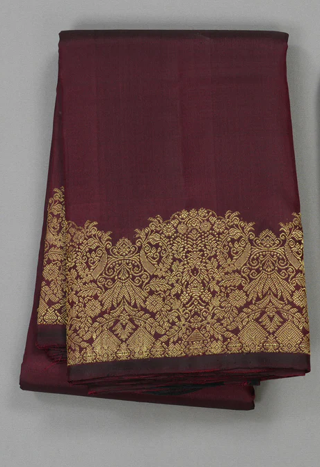 Maroon Burgundy Color Kanchipuram Pure Silk Saree