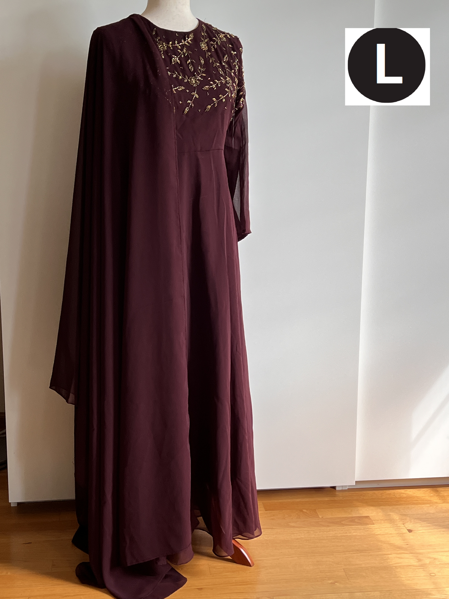 Deep Wine Faux Georgette Double Flair Umbrella Anarkali with Heavy Handwork
