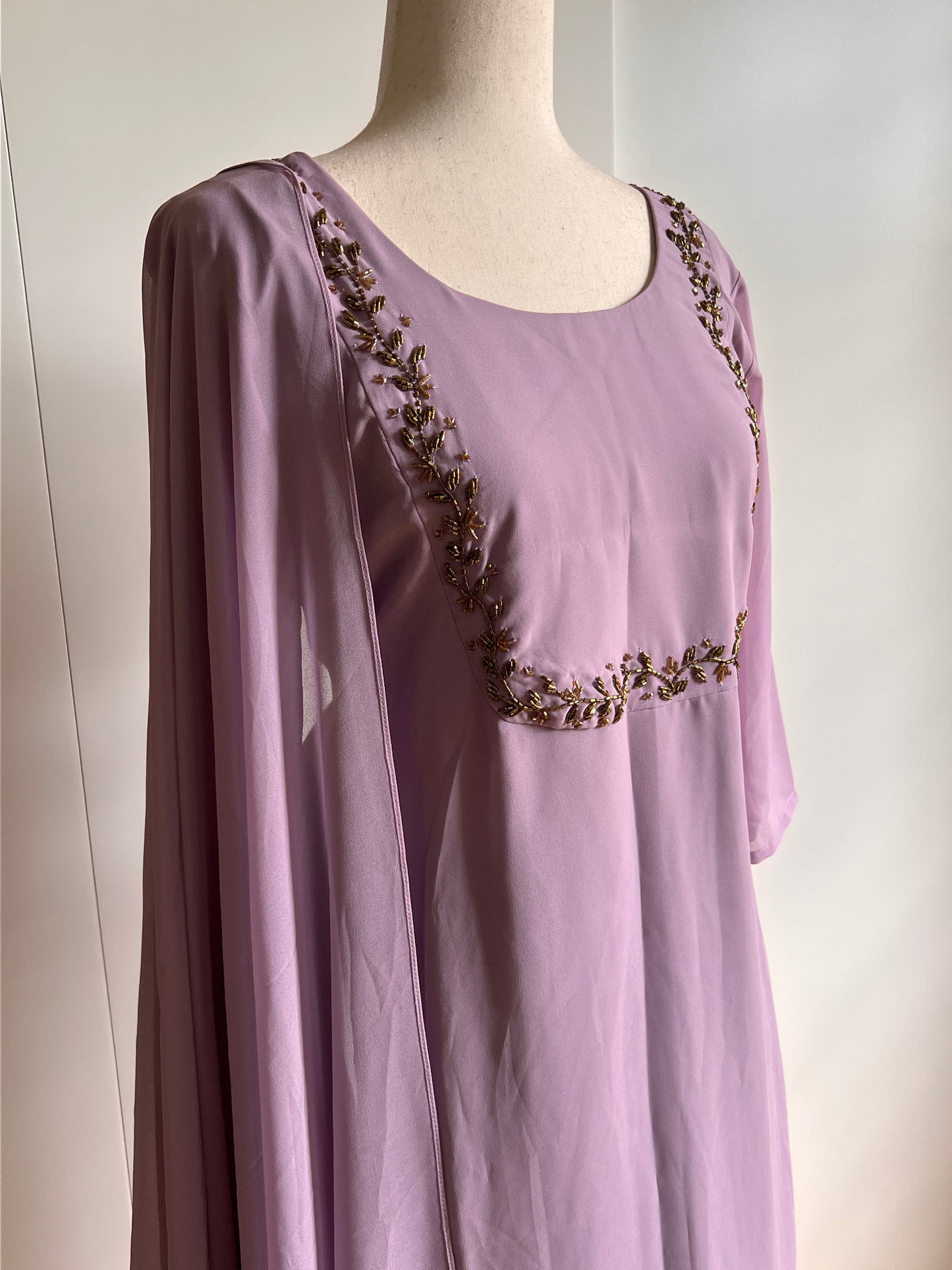 Mauve Lavender Faux Georgette Heavy Handwork Slit Salwar Set