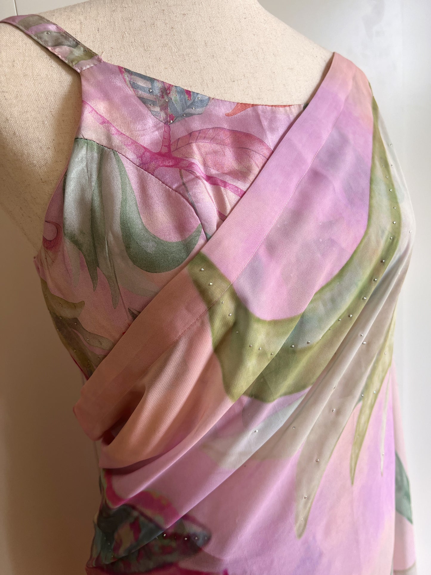 Pink Ready To Wear Frill Saree Medium Size