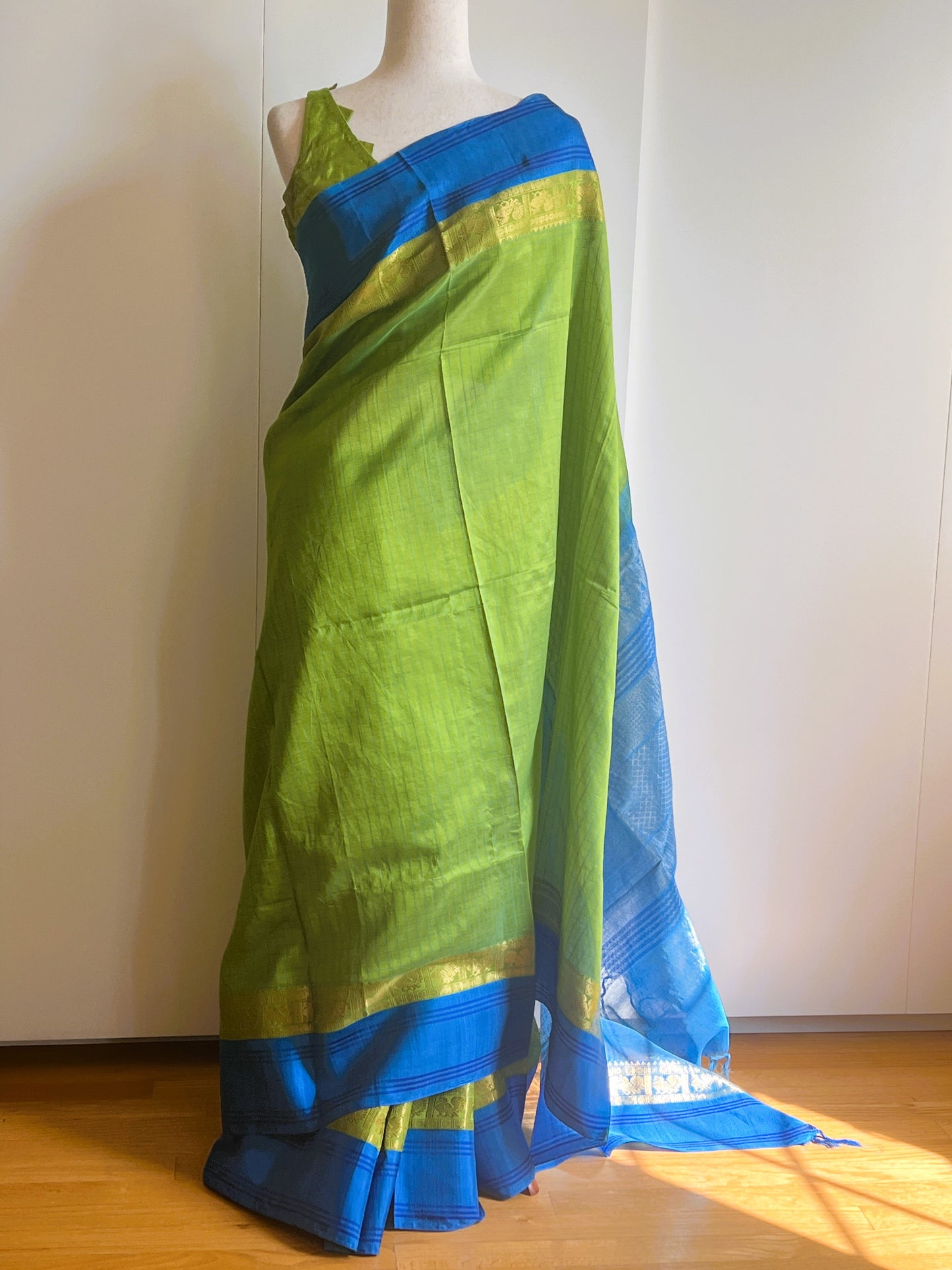 Green Blue Silk Saree Only