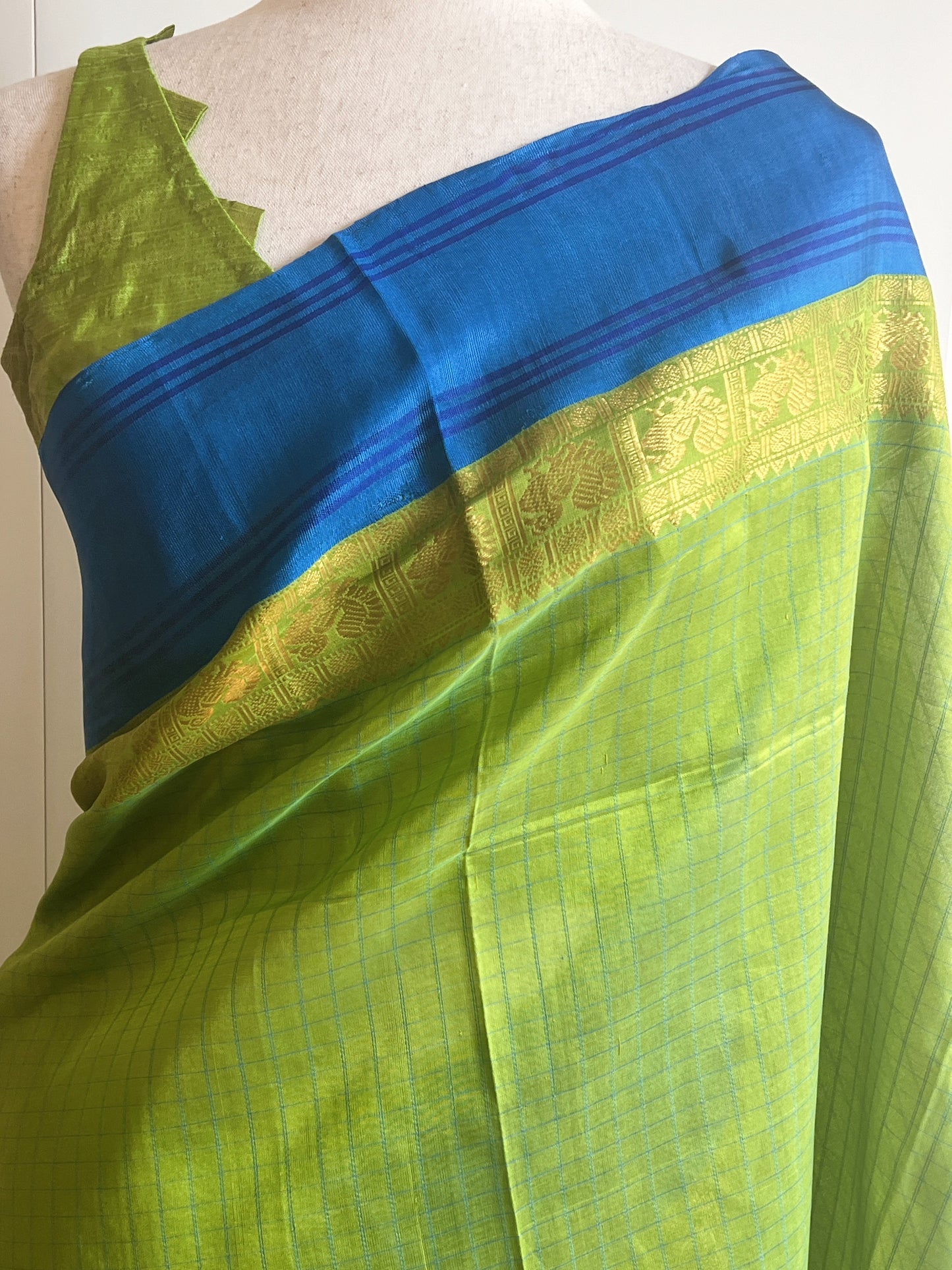 Green Blue Silk Saree Only