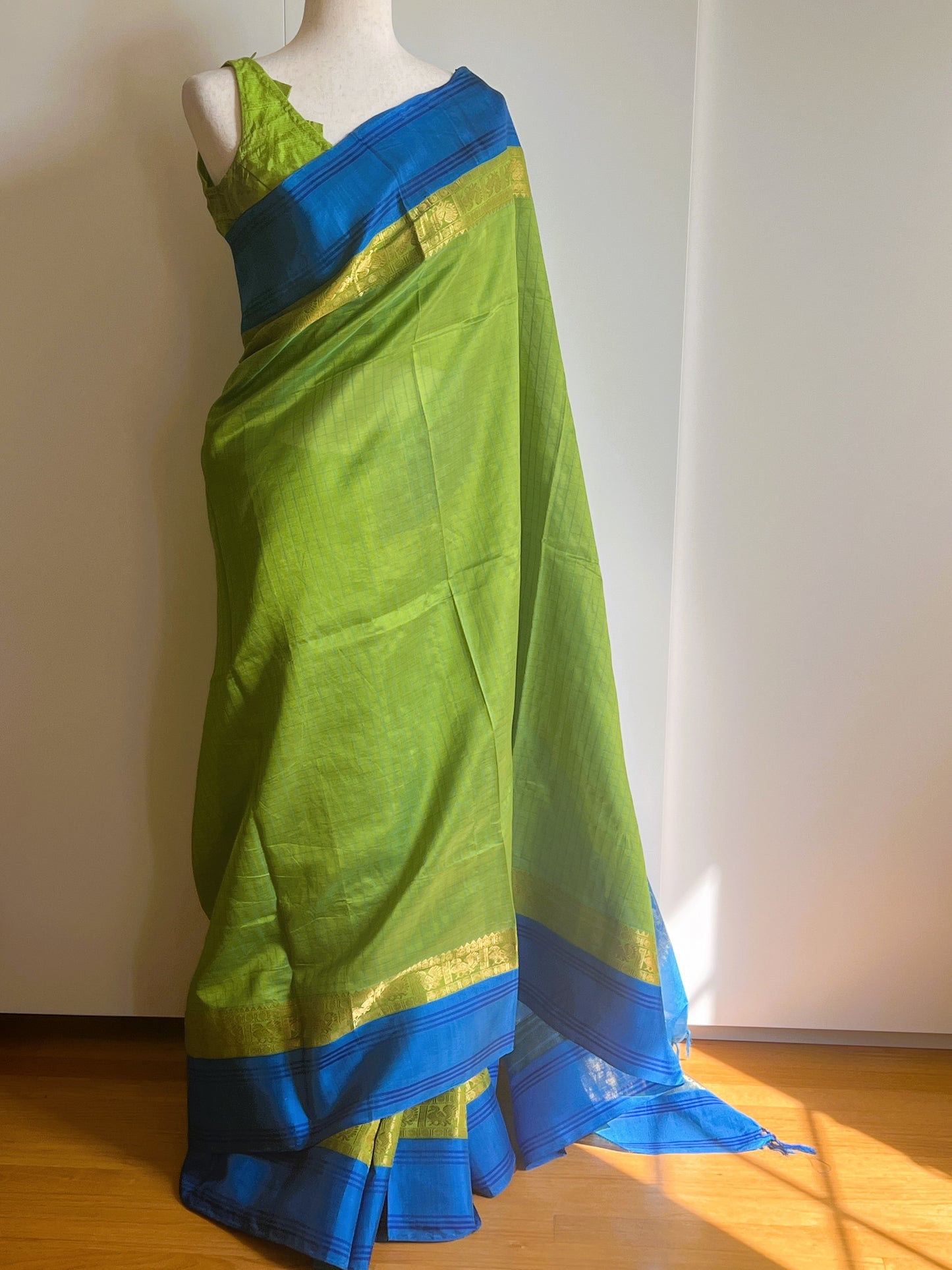 Green Blue Silk Saree Only