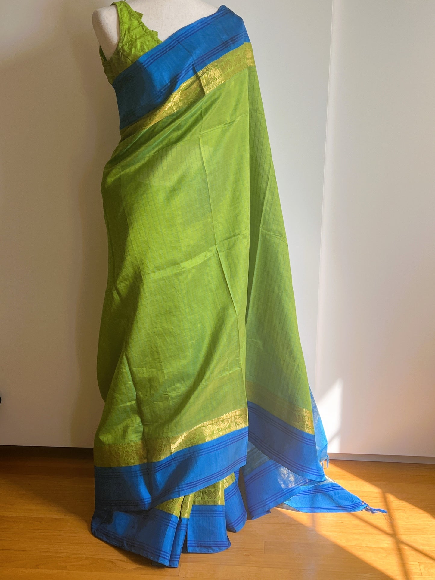 Green Blue Silk Saree Only