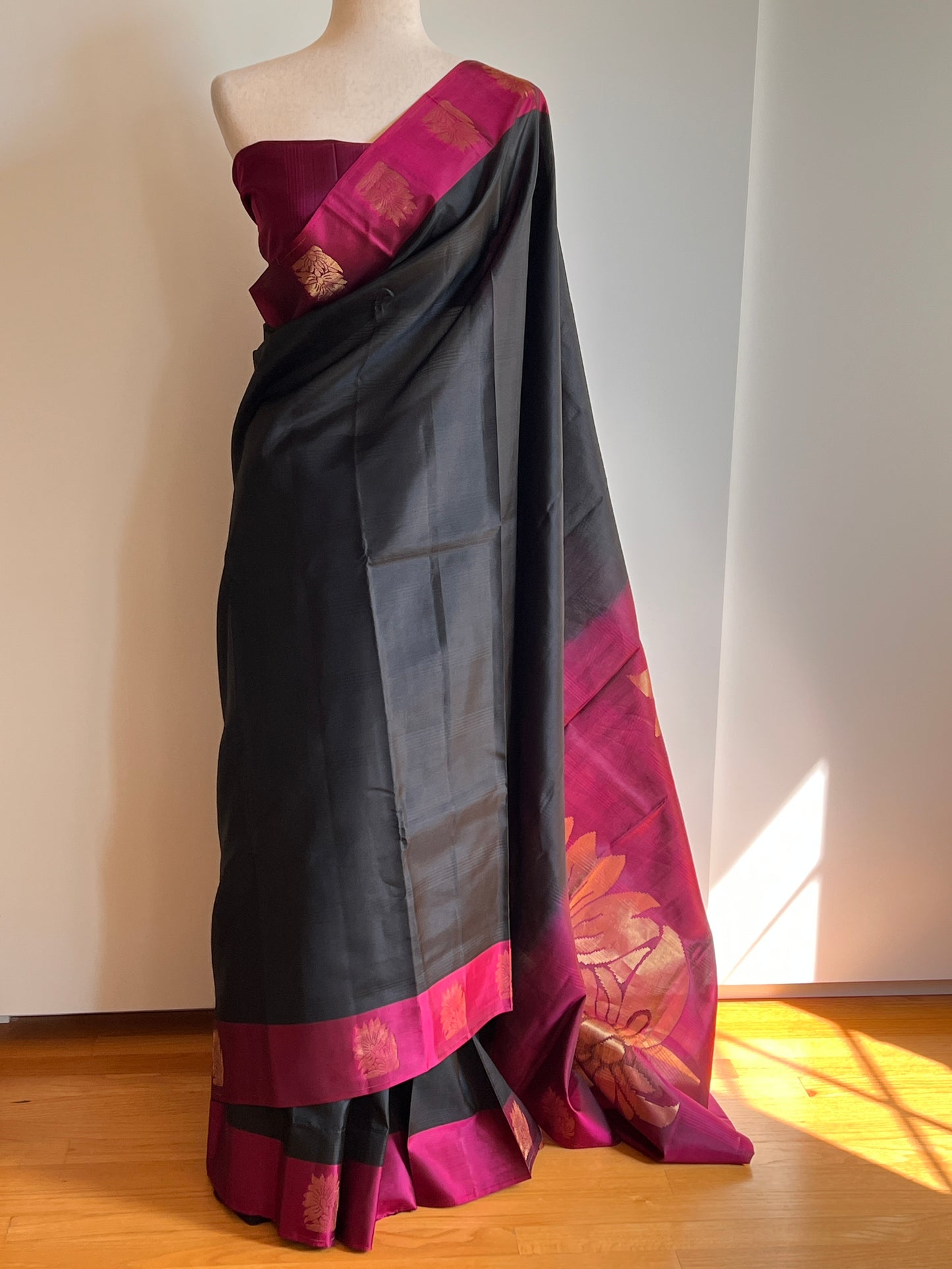 Black Pink Kanjivaram Silk Saree | Partywear Saree | Festive wear Saree | Traditional Saree