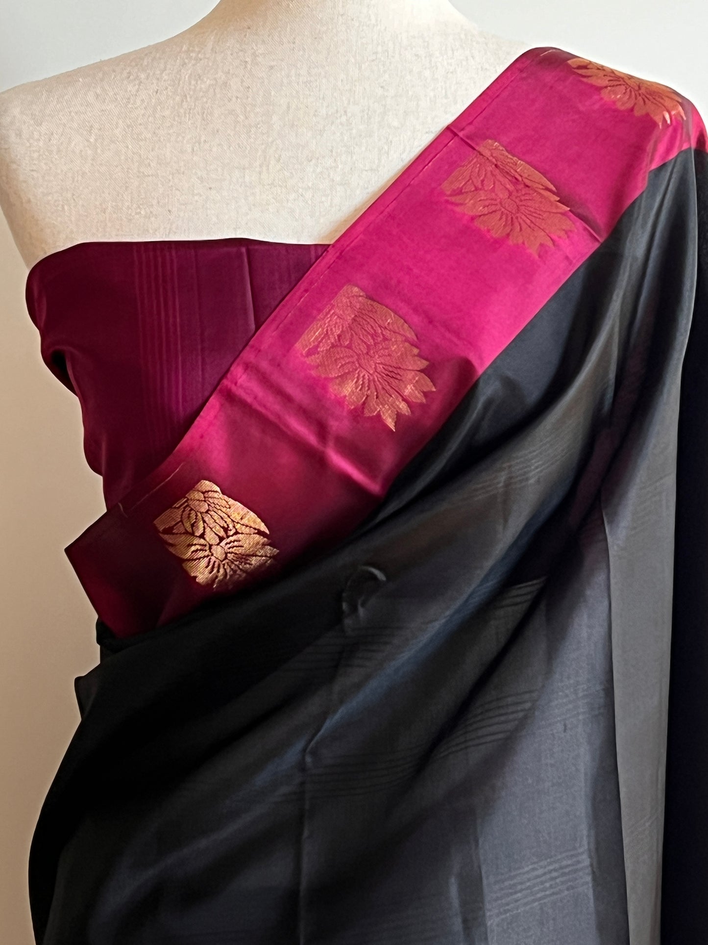Black Pink Kanjivaram Silk Saree | Partywear Saree | Festive wear Saree | Traditional Saree