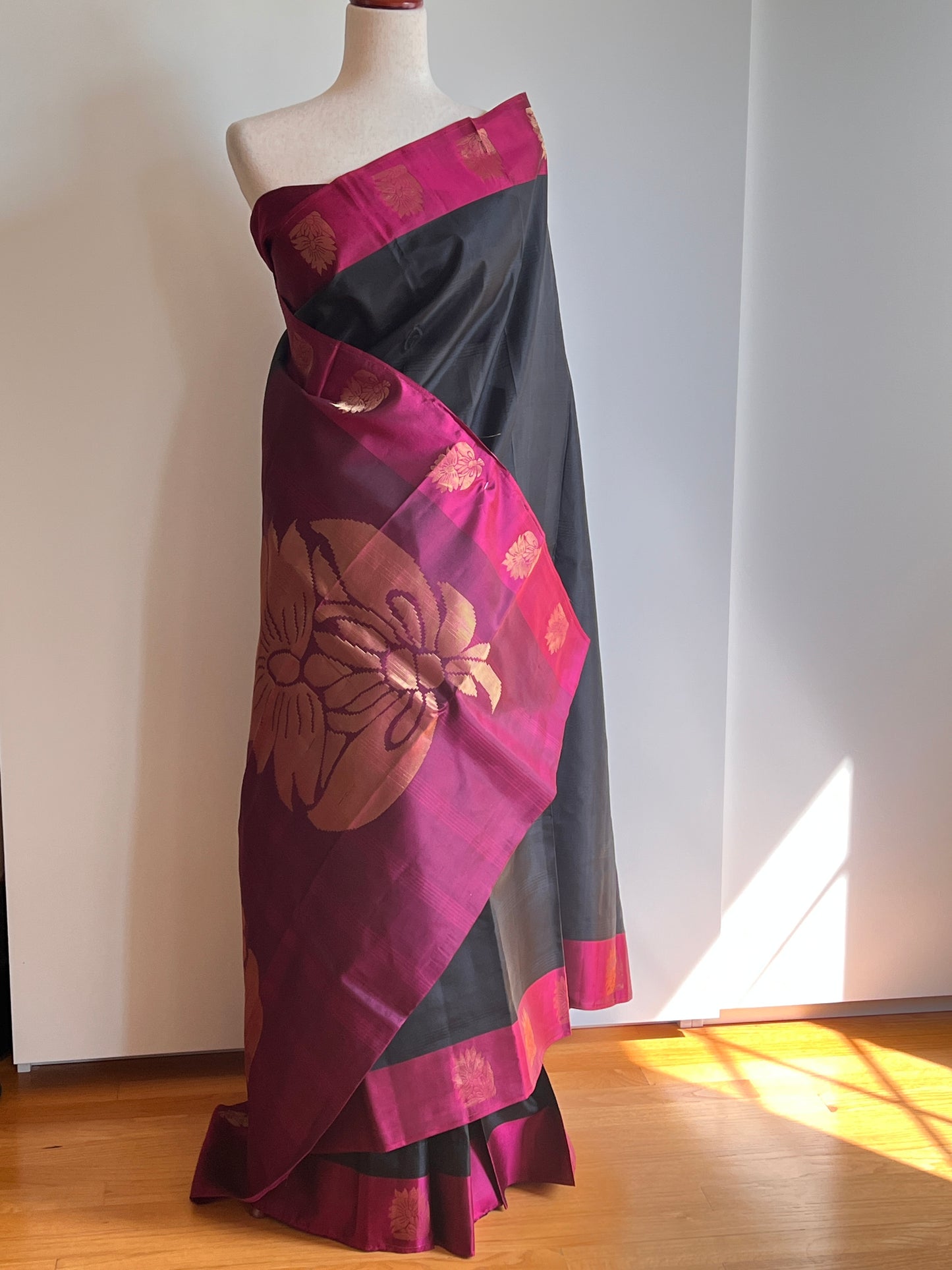 Black Pink Kanjivaram Silk Saree | Partywear Saree | Festive wear Saree | Traditional Saree