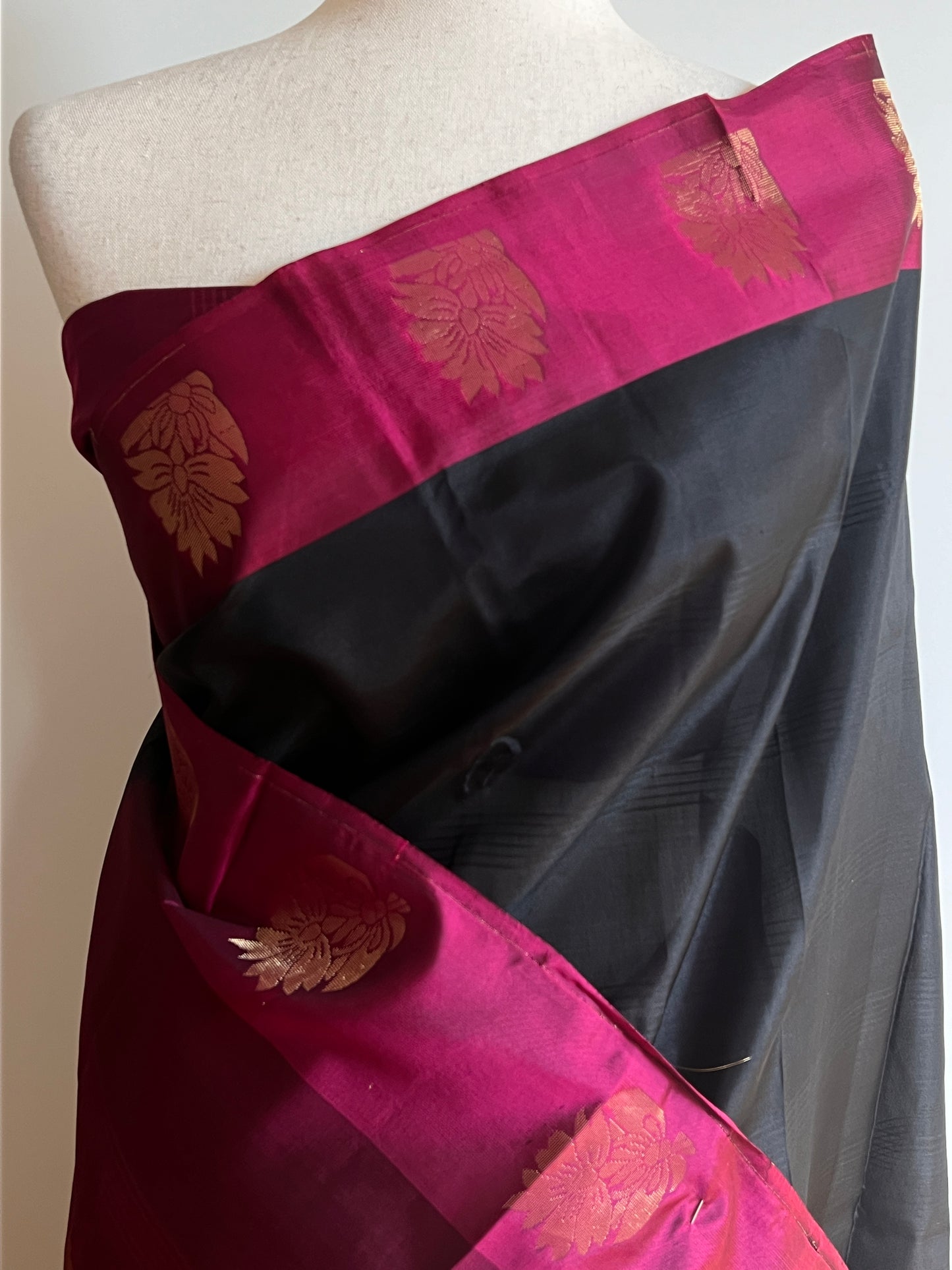 Black Pink Kanjivaram Silk Saree | Partywear Saree | Festive wear Saree | Traditional Saree