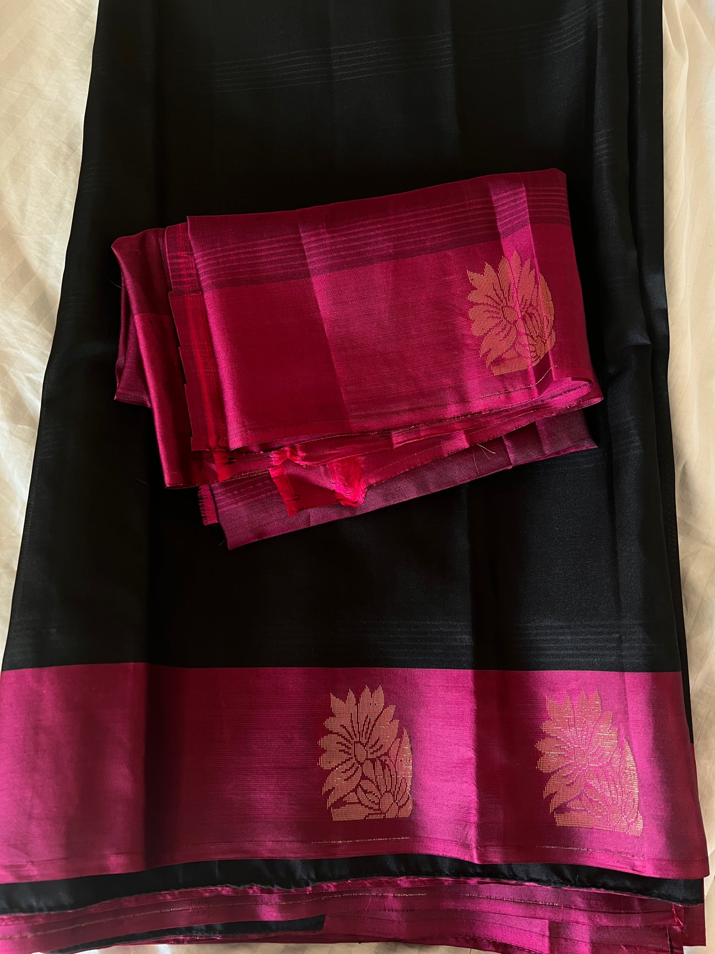 Black Pink Kanjivaram Silk Saree | Partywear Saree | Festive wear Saree | Traditional Saree