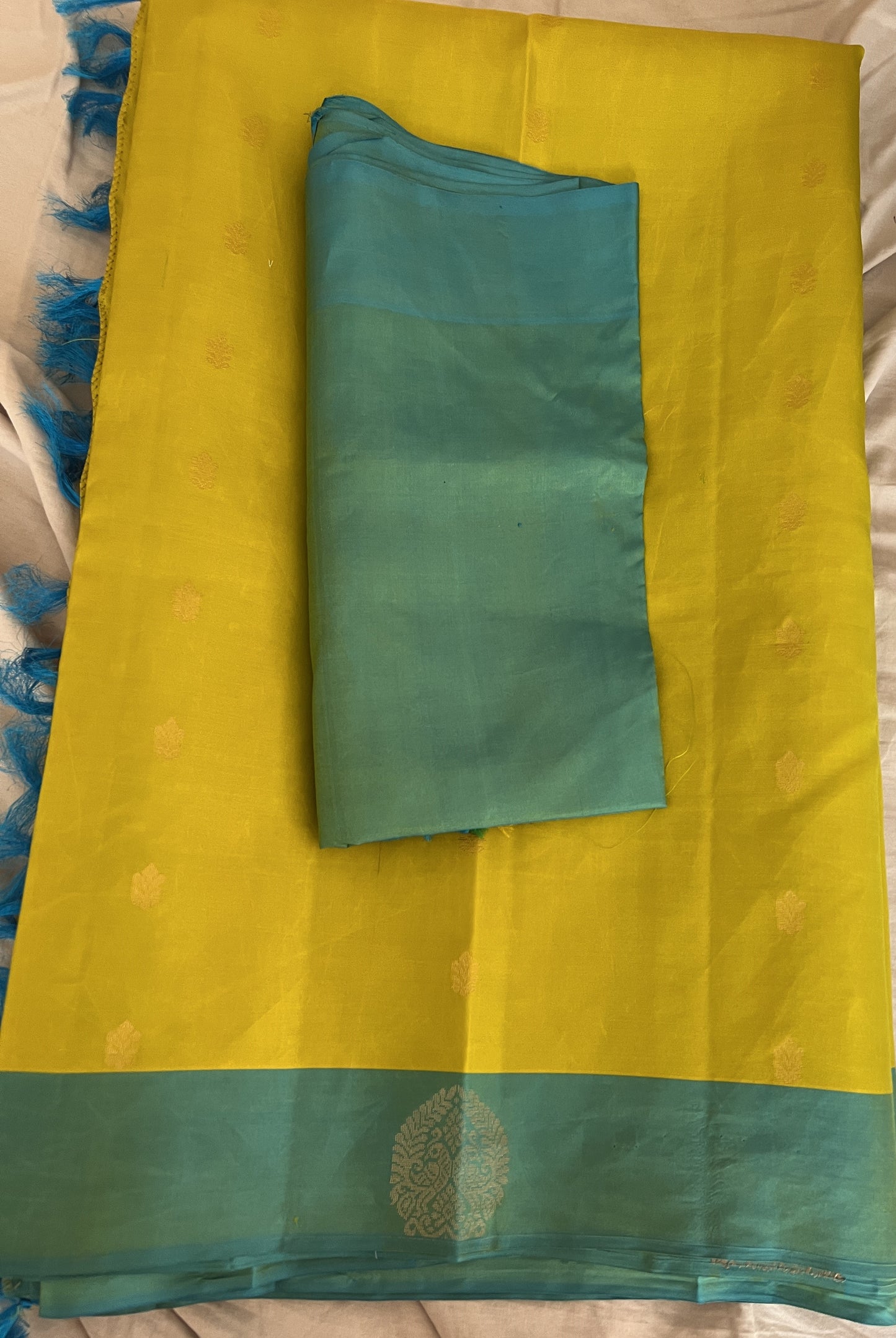Beautiful Yellow Green Kanjivaram Silk Saree