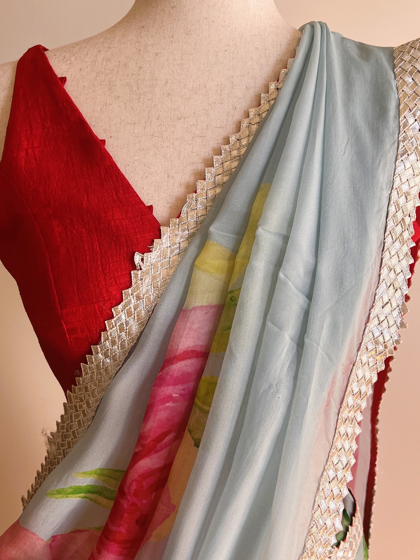 Multicolor Pure Organza Saree Only