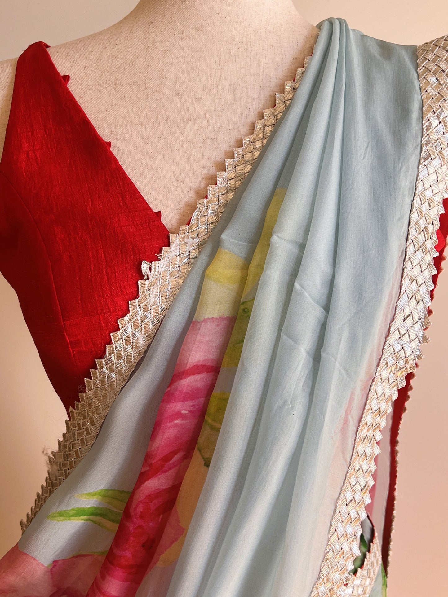 Multicolor Pure Organza Saree Only