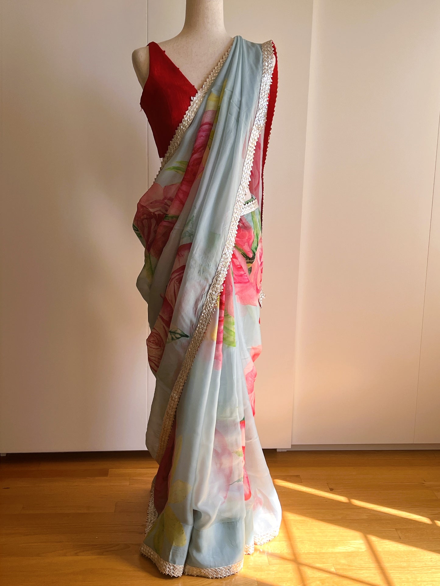 Multicolor Pure Organza Saree Only