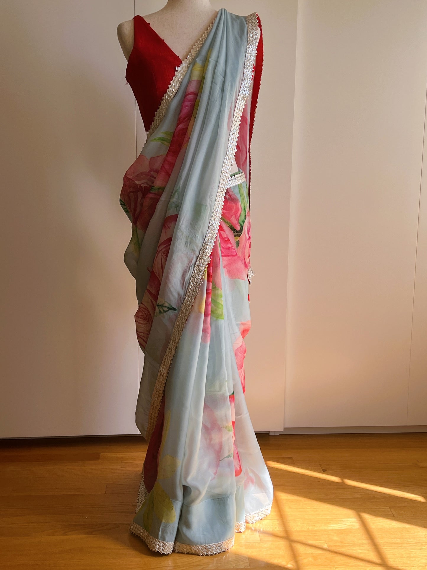 Multicolor Pure Organza Saree Only