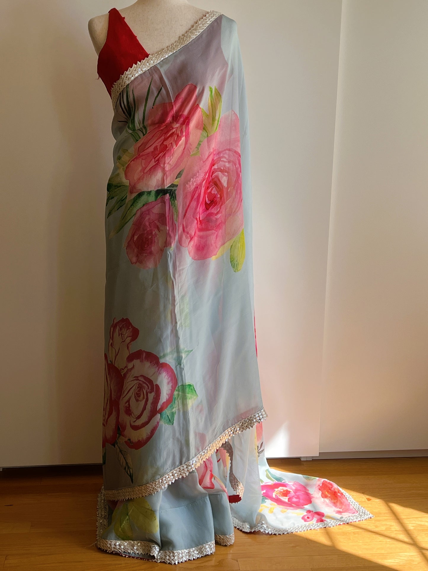 Multicolor Pure Organza Saree Only