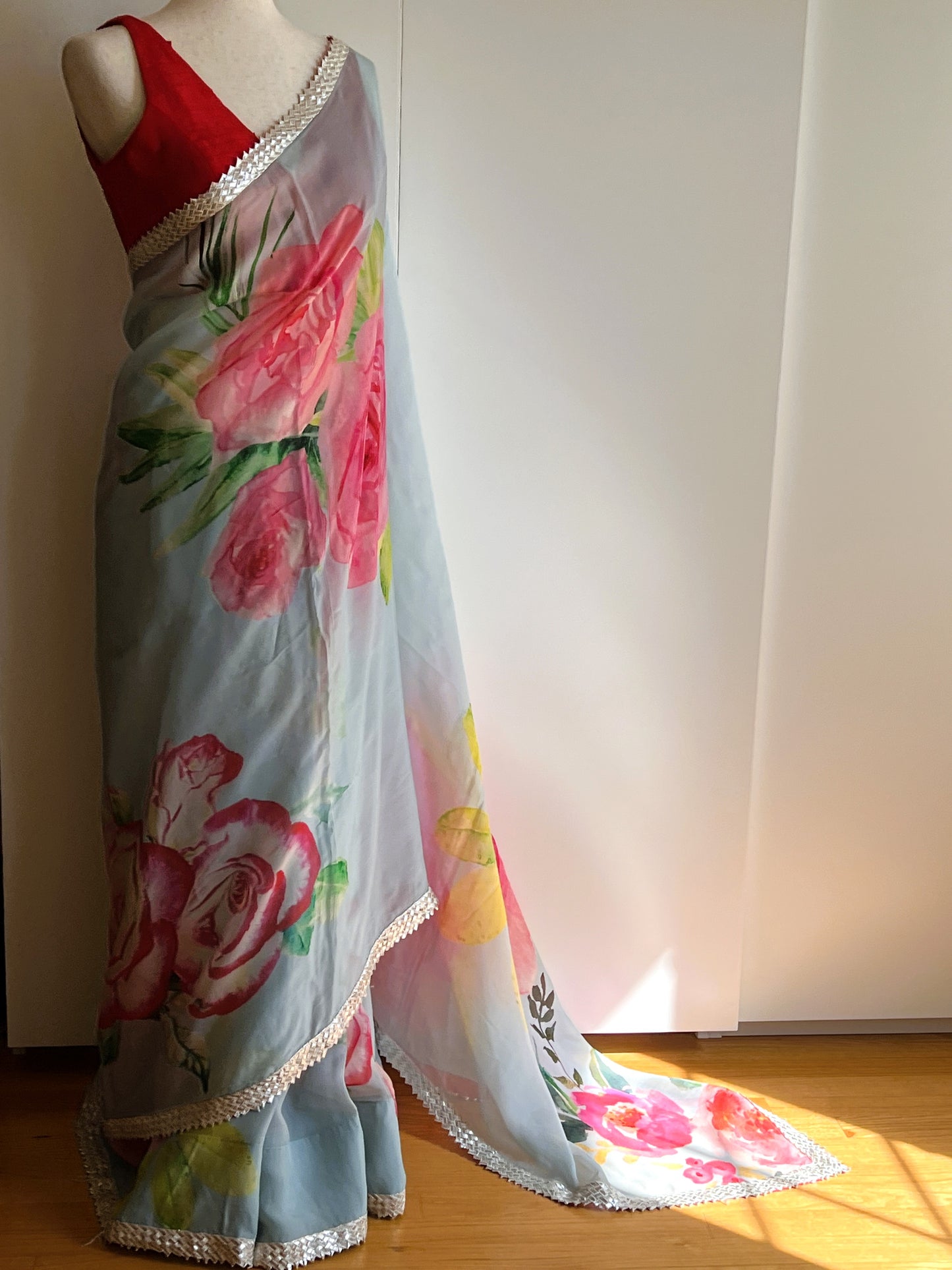 Multicolor Pure Organza Saree Only