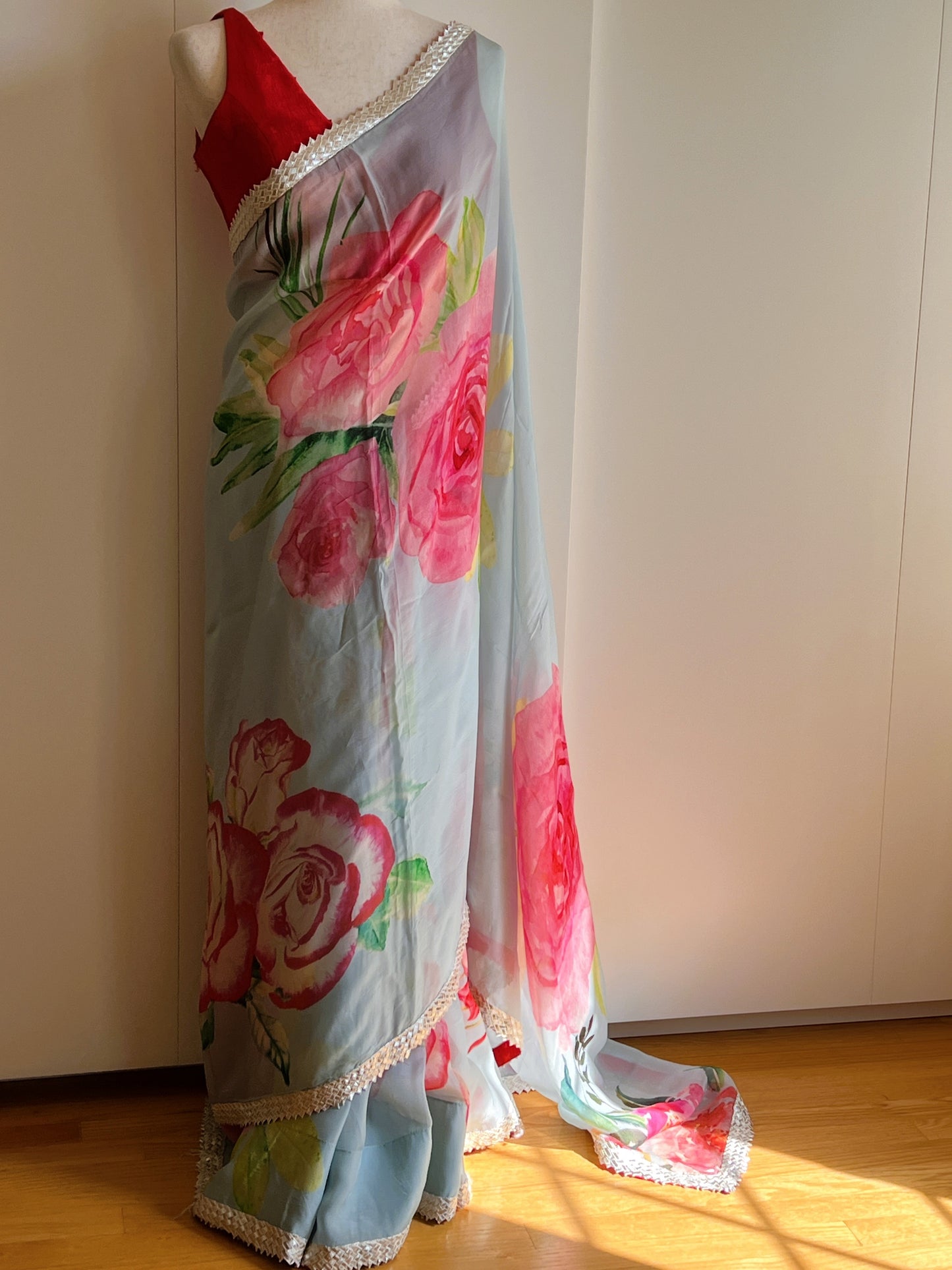 Multicolor Pure Organza Saree Only