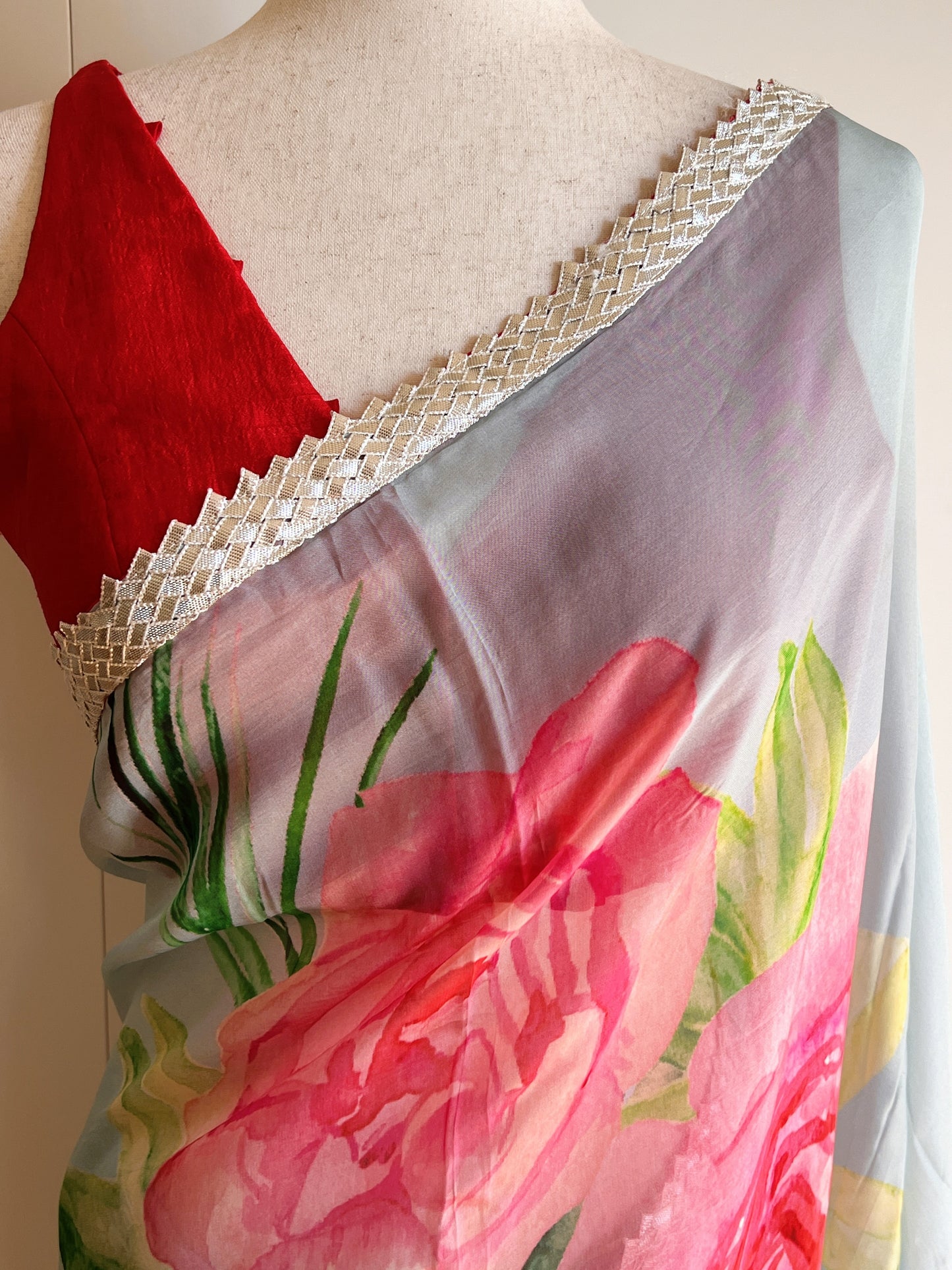 Multicolor Pure Organza Saree Only
