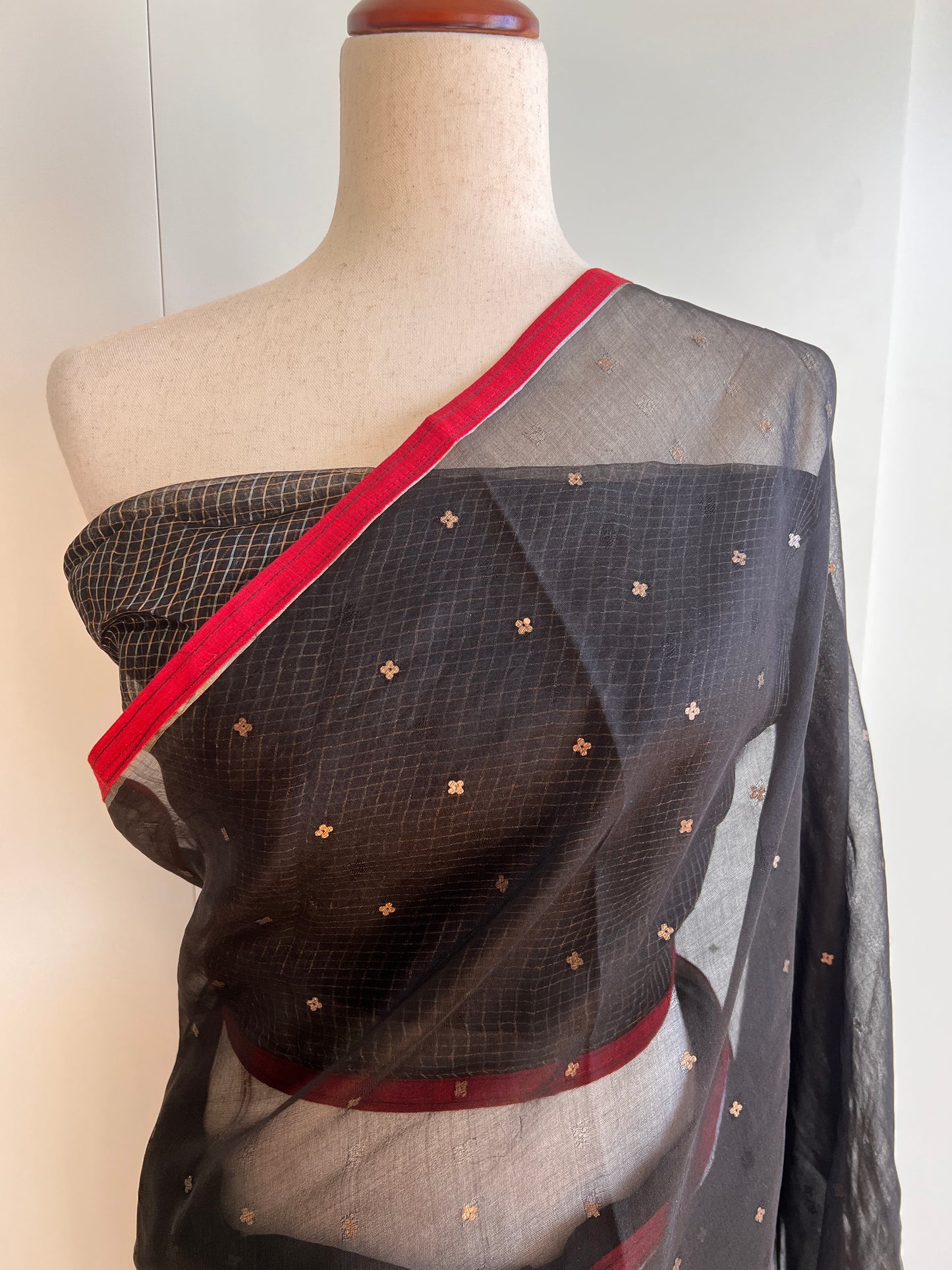 Black Sequence Woven Organza Saree
