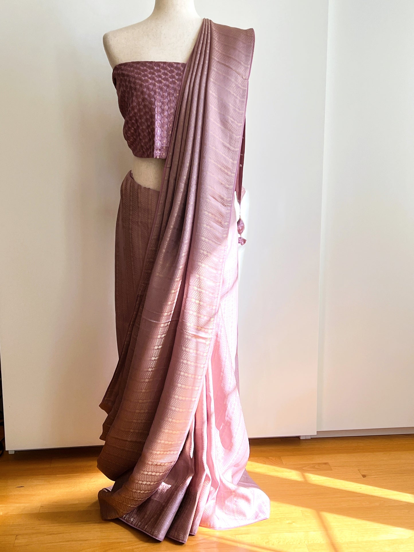 Purple Viscose Tissue Saree