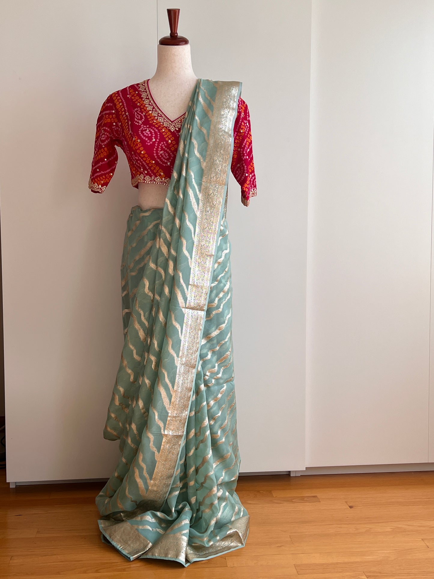 Pastel Green Organza Silk Saree