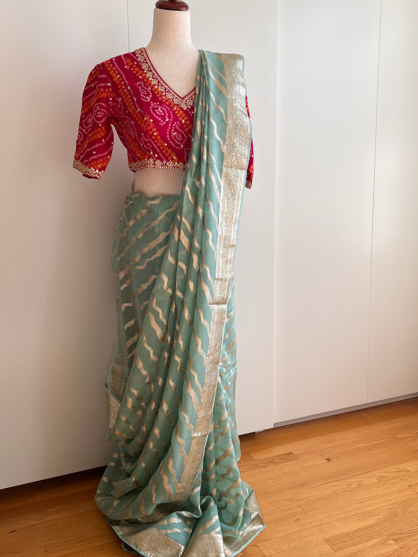 Pastel Green Organza Silk Saree