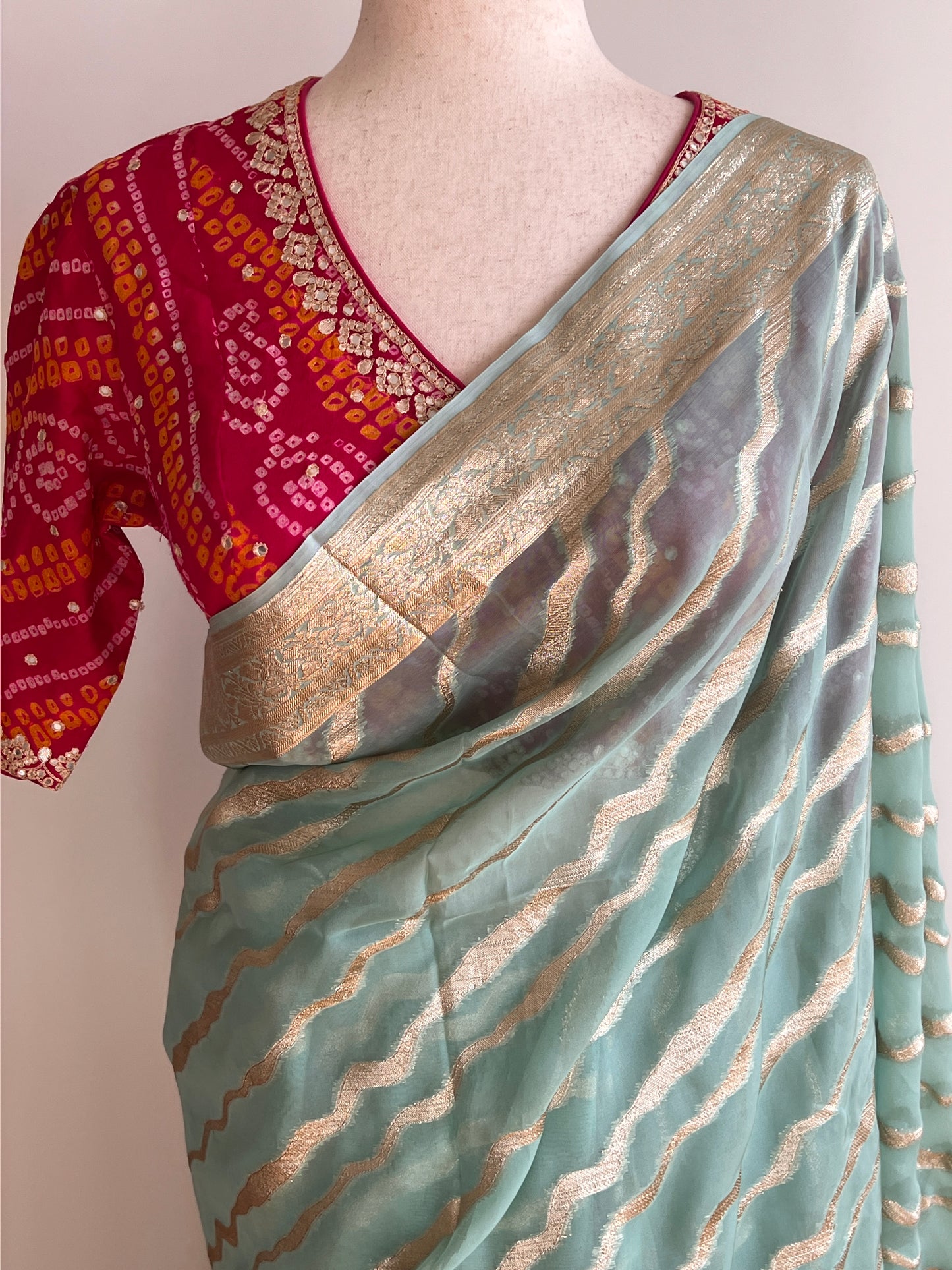 Pastel Green Organza Silk Saree