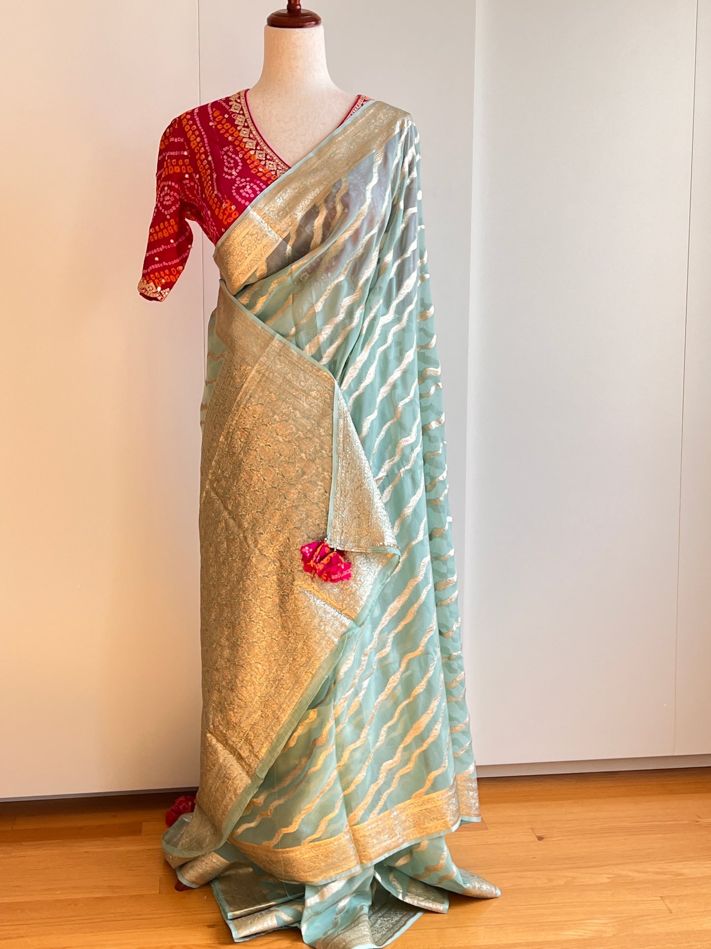 Pastel Green Organza Silk Saree