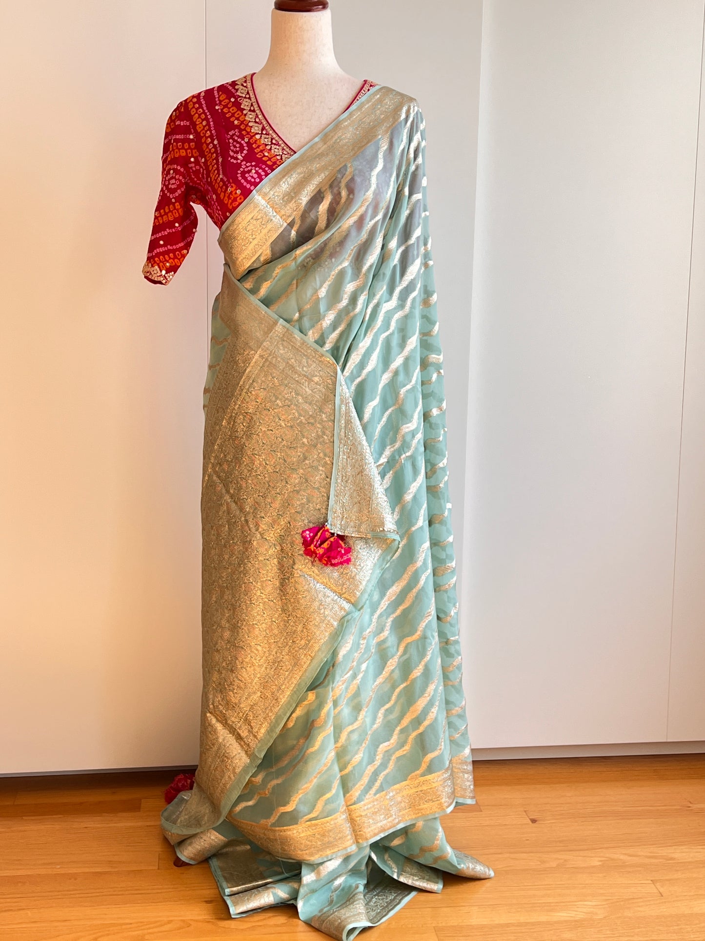 Pastel Green Organza Silk Saree