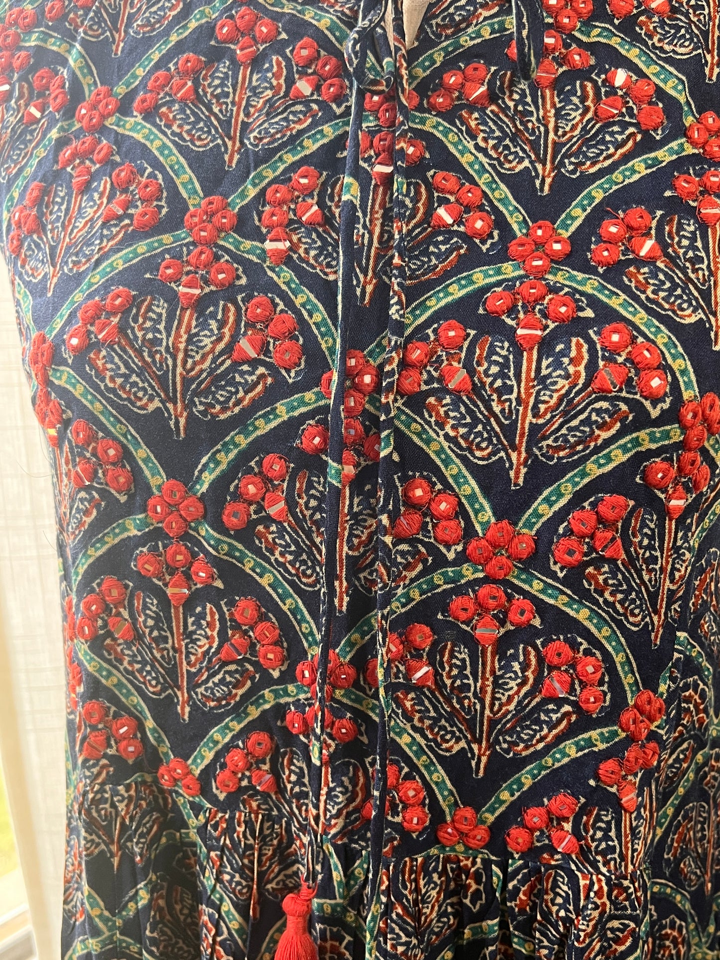 Navy Blue and Red Embroidery Gown