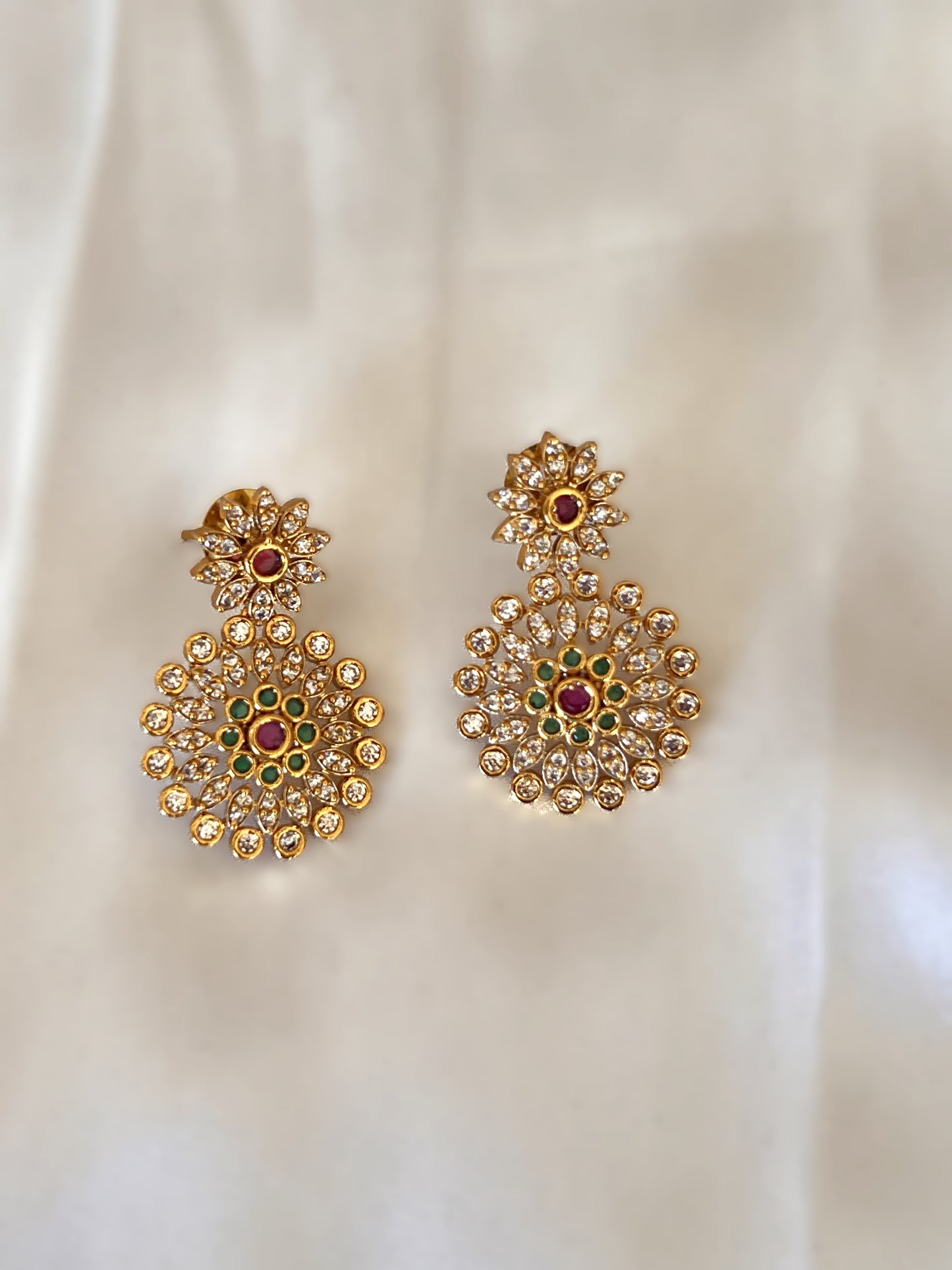 AD Stone Leaf Long Necklace Haram