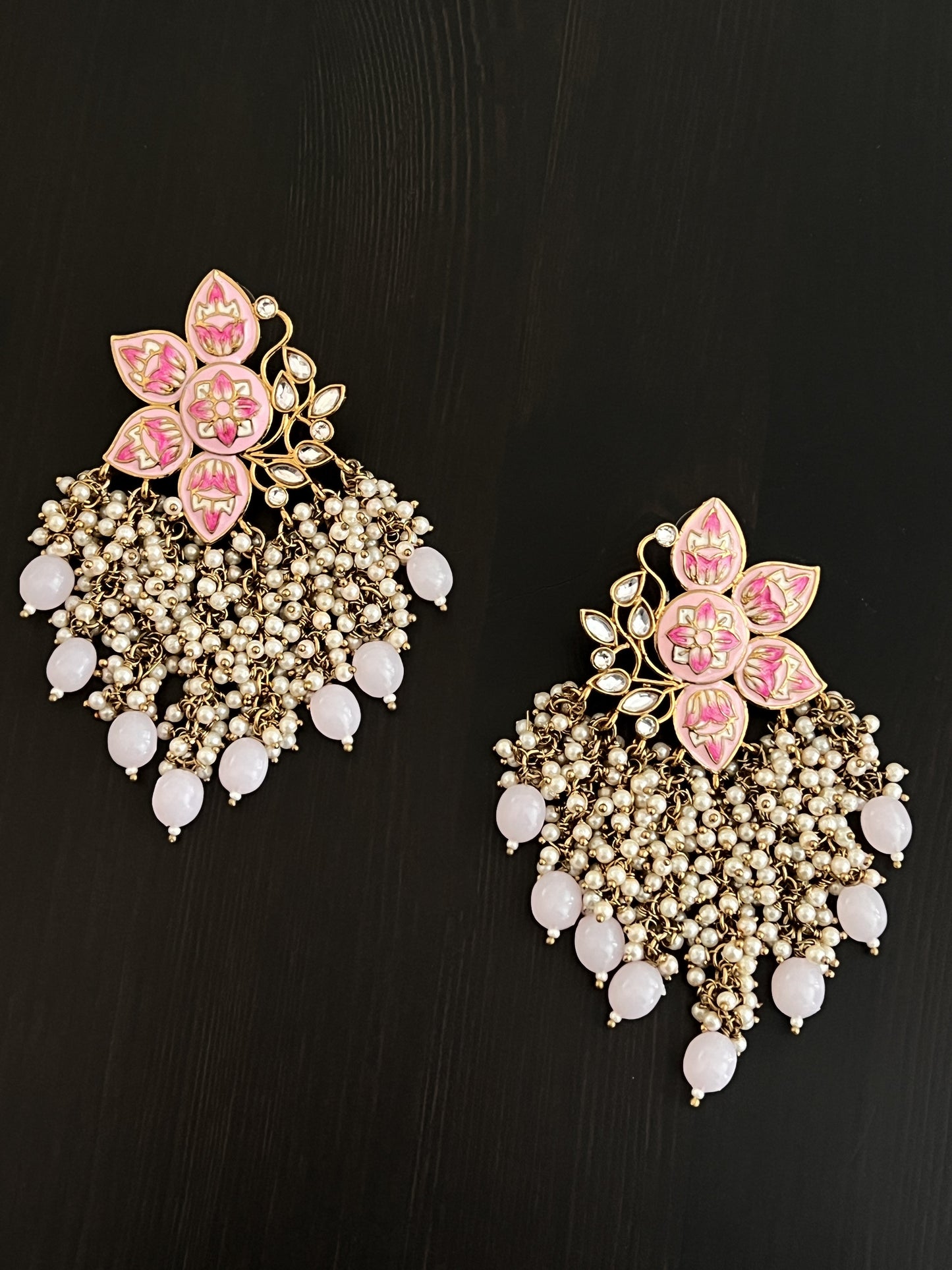 Pink Pearl Drop Earring