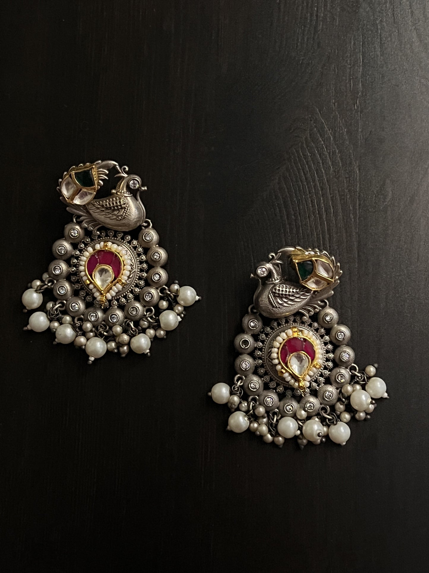 Peacock Dual Tone Earring
