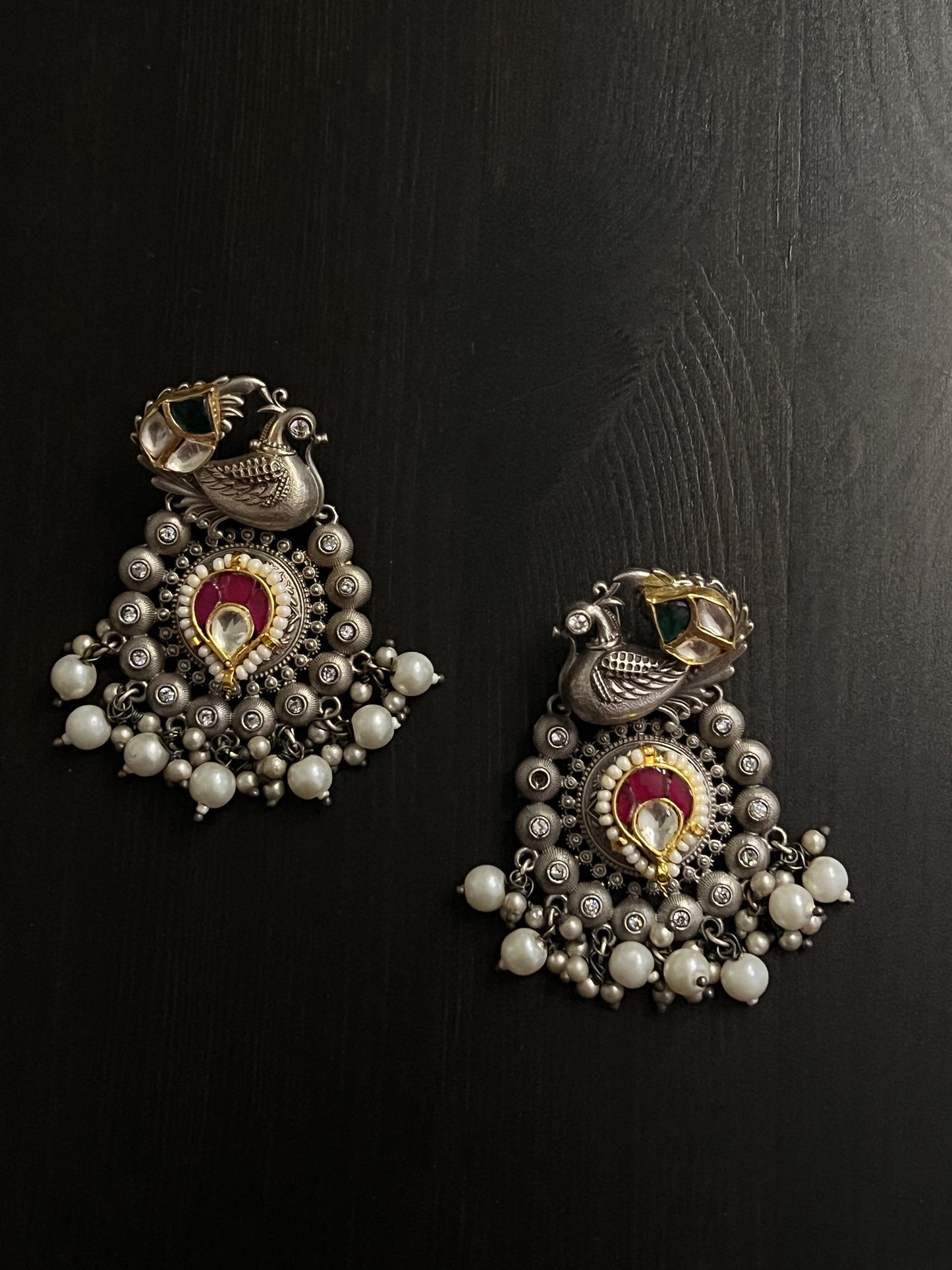 Peacock Dual Tone Earring