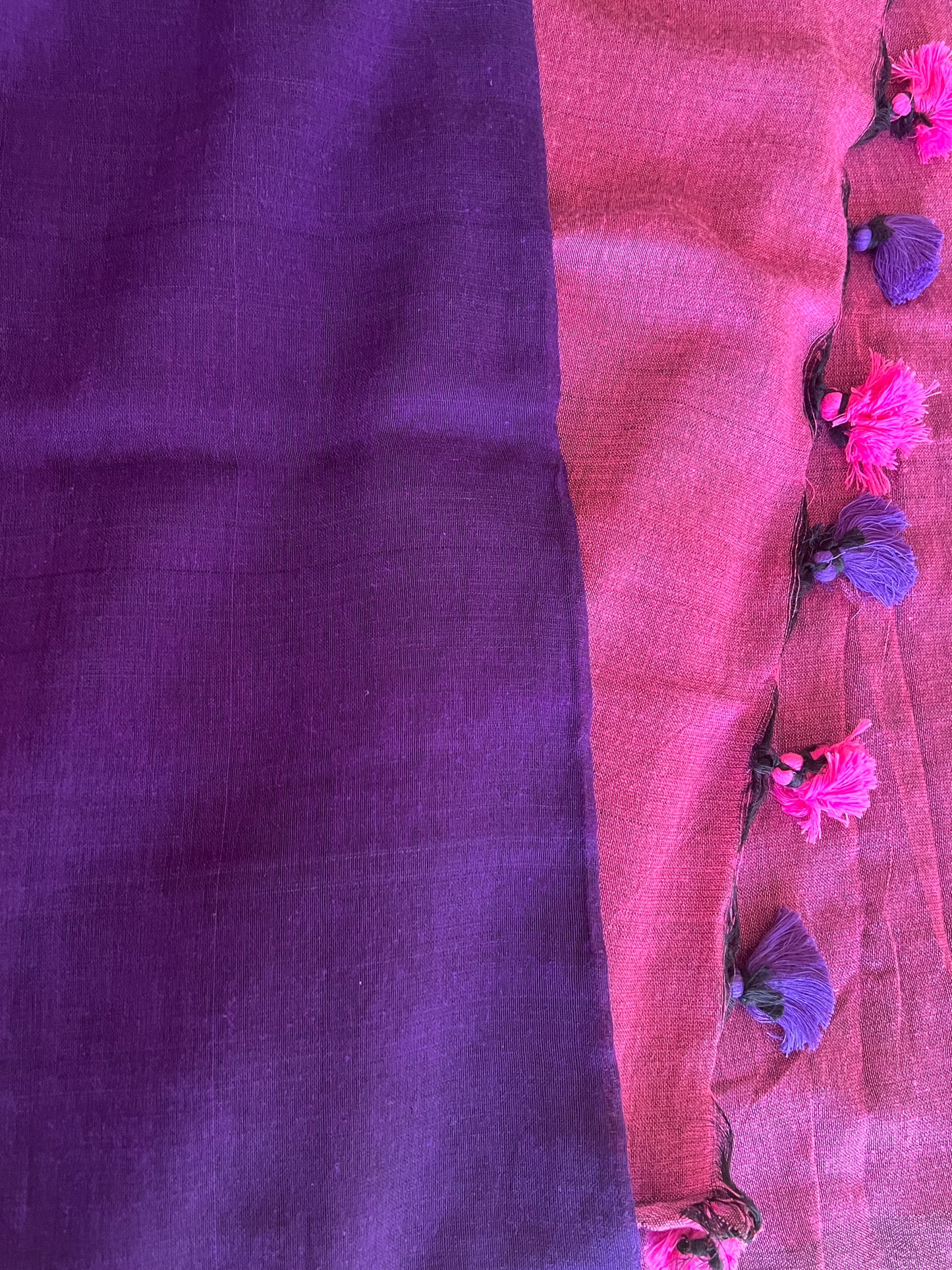 Purple Pink Mul Cotton Saree