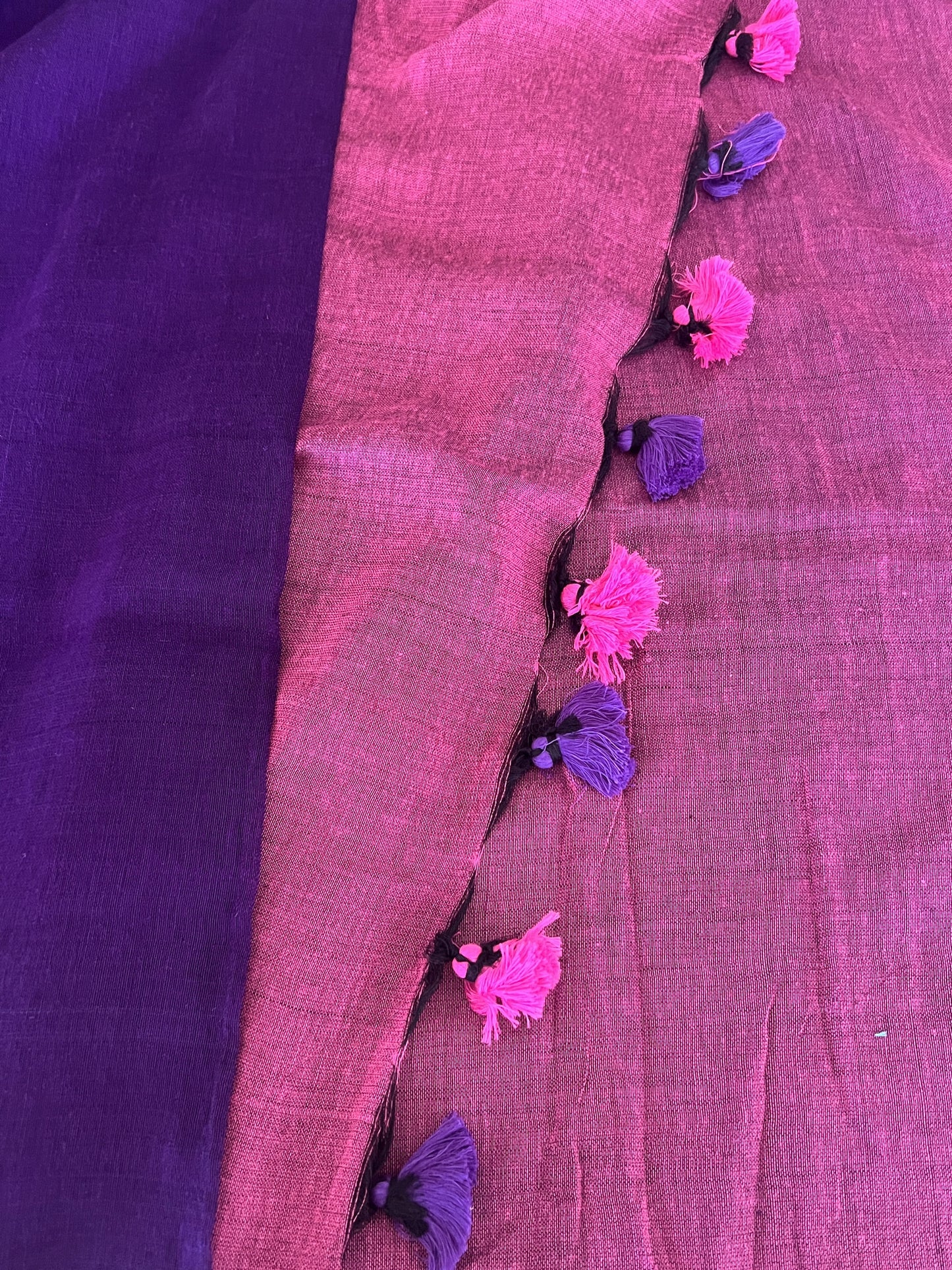 Purple Pink Mul Cotton Saree