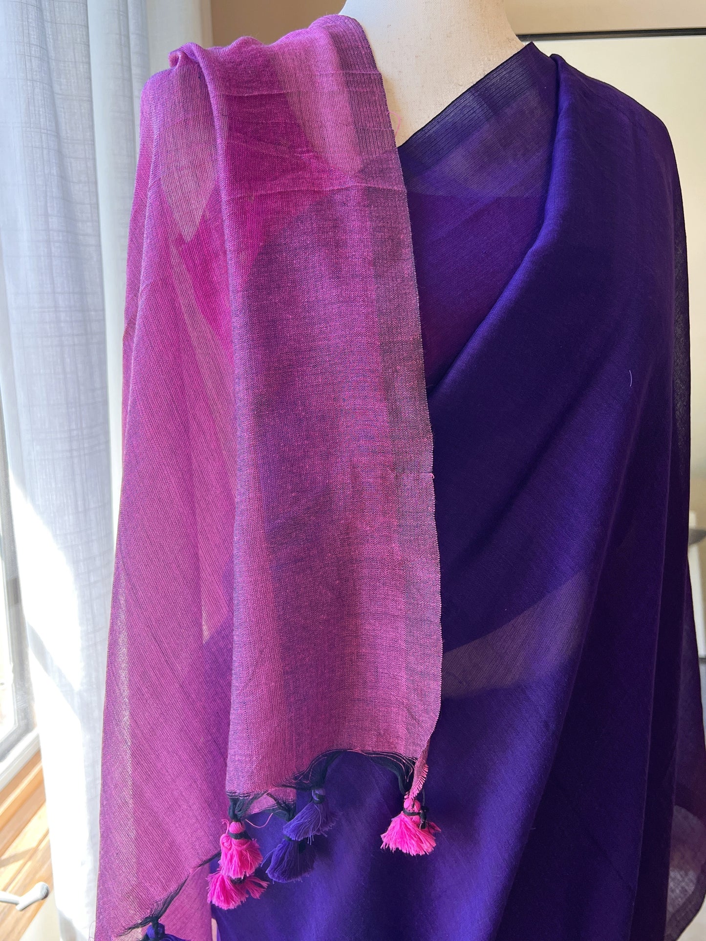 Purple Pink Mul Cotton Saree