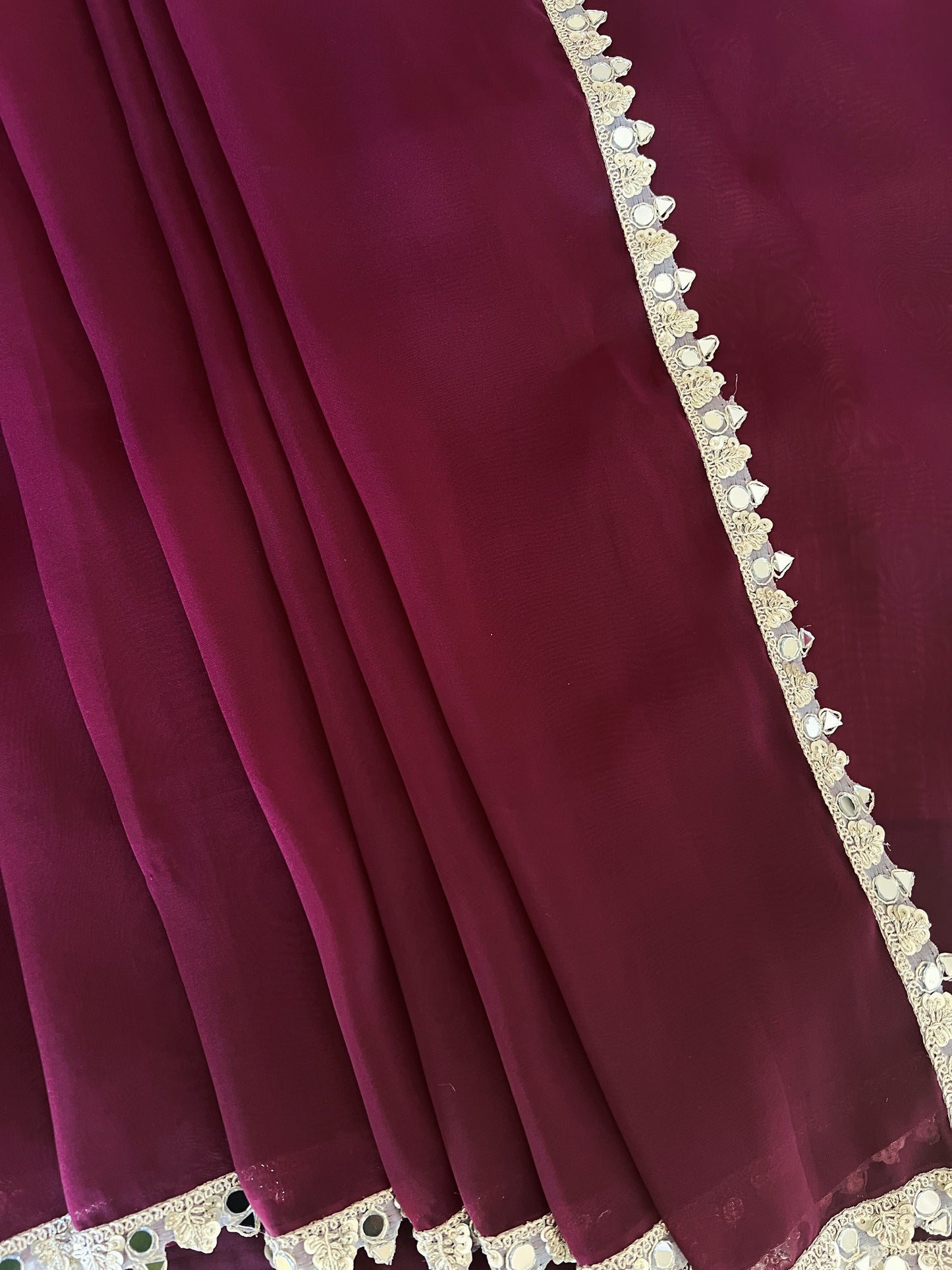 Tyrian Purple Imported Organza Saree