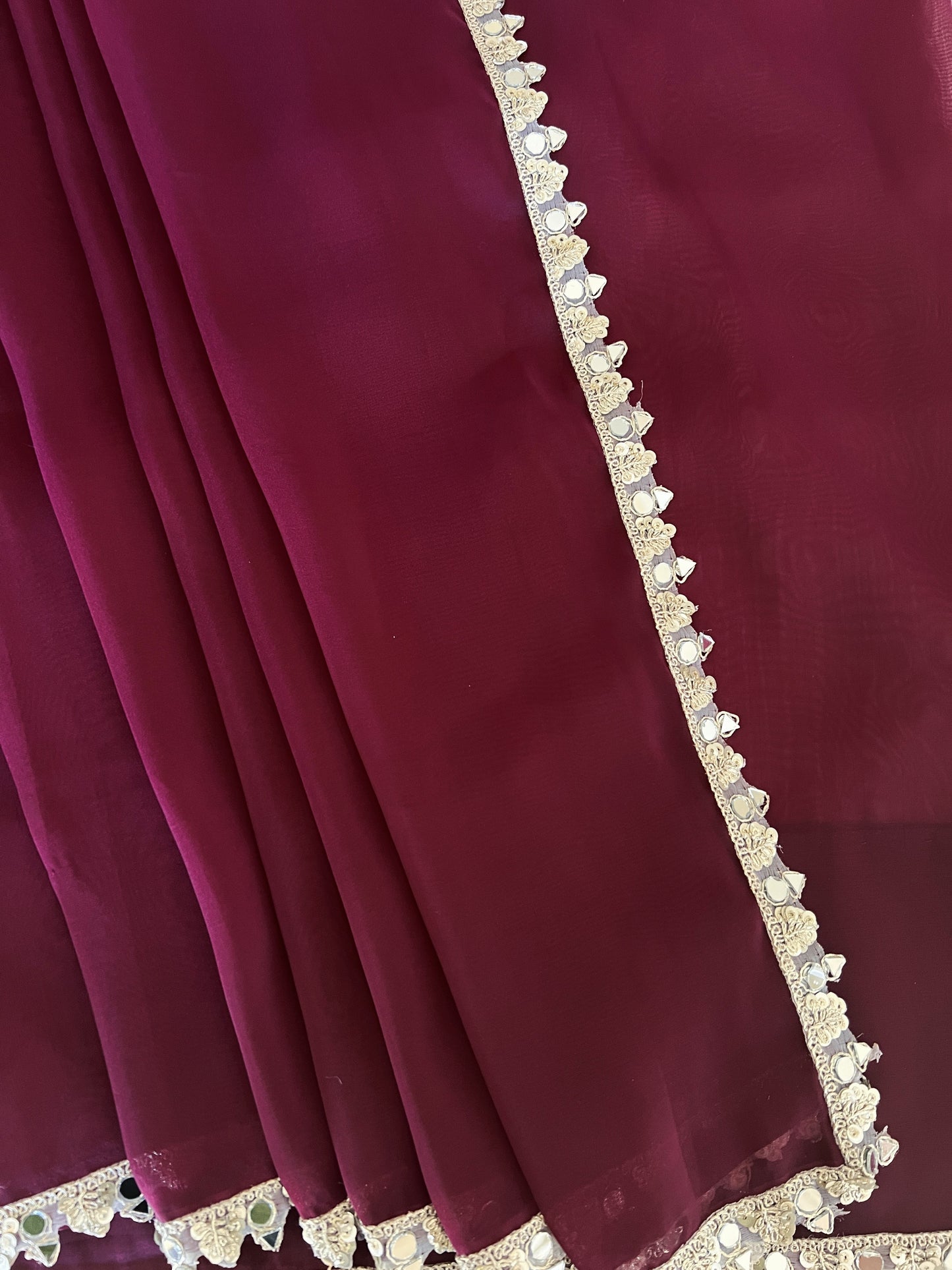 Tyrian Purple Imported Organza Saree