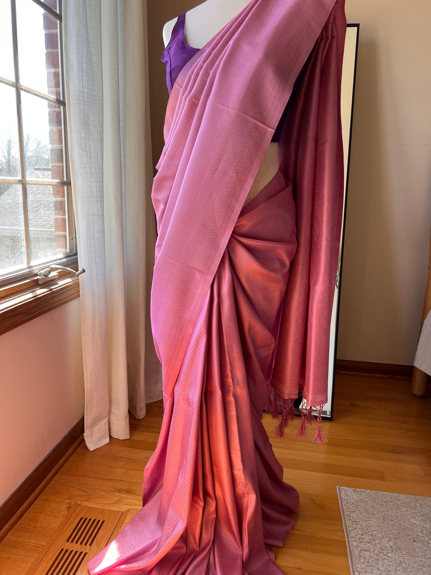 Pink Faux Banarsi Fancy Saree