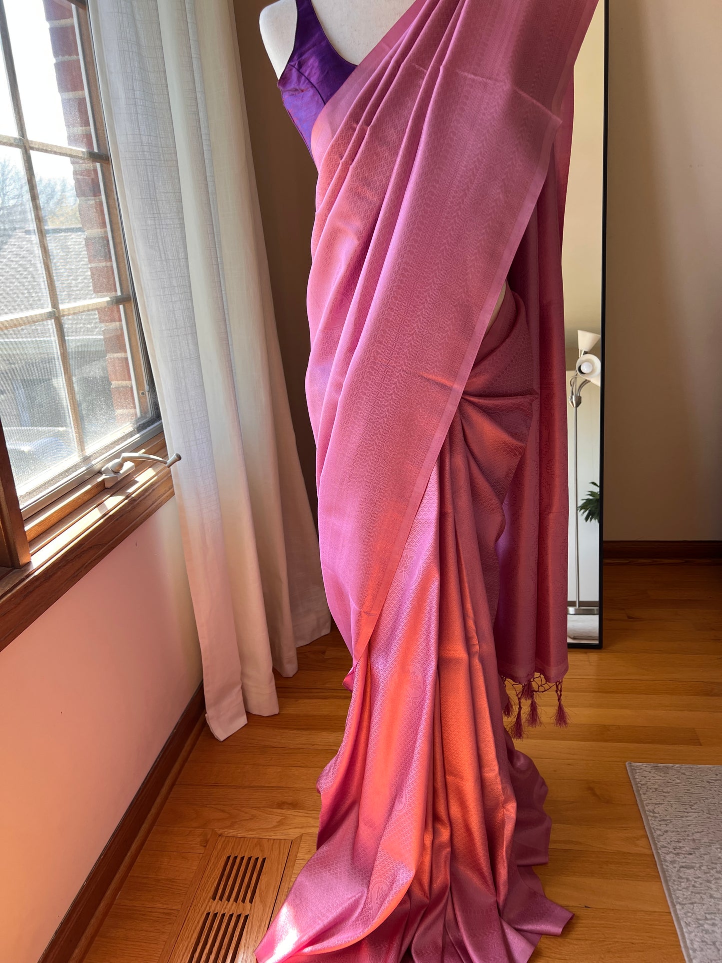 Pink Faux Banarsi Fancy Saree