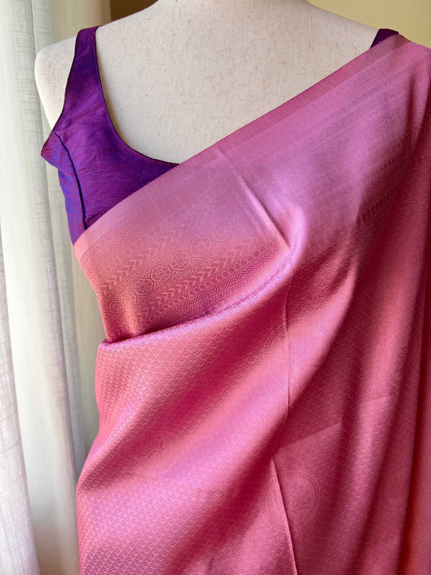 Pink Faux Banarsi Fancy Saree