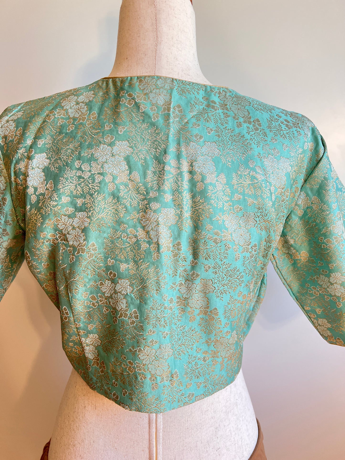 Green Brocade Readymade Blouse