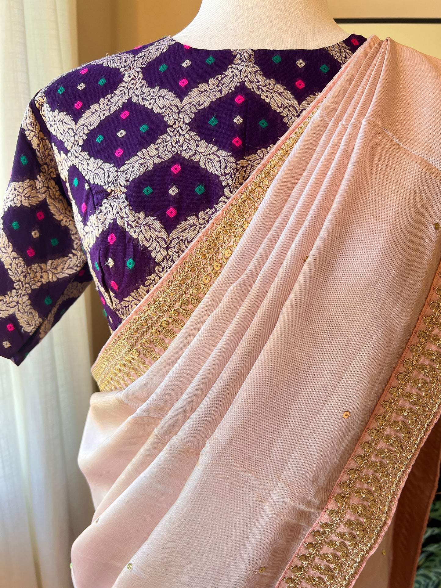 Pink Soft Silk Saree with Banarasi Blouse