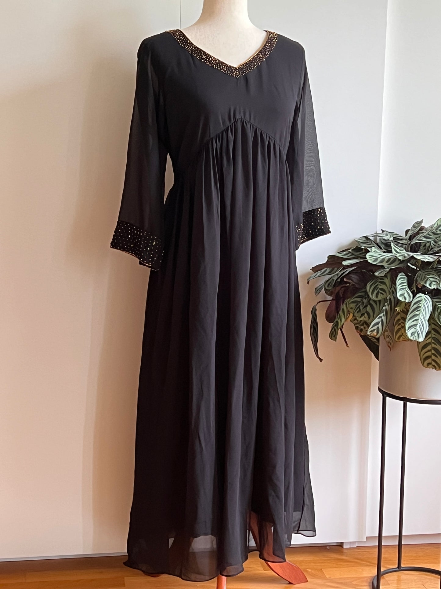 Black Faux Georgette Aline Kurti with Sequin work