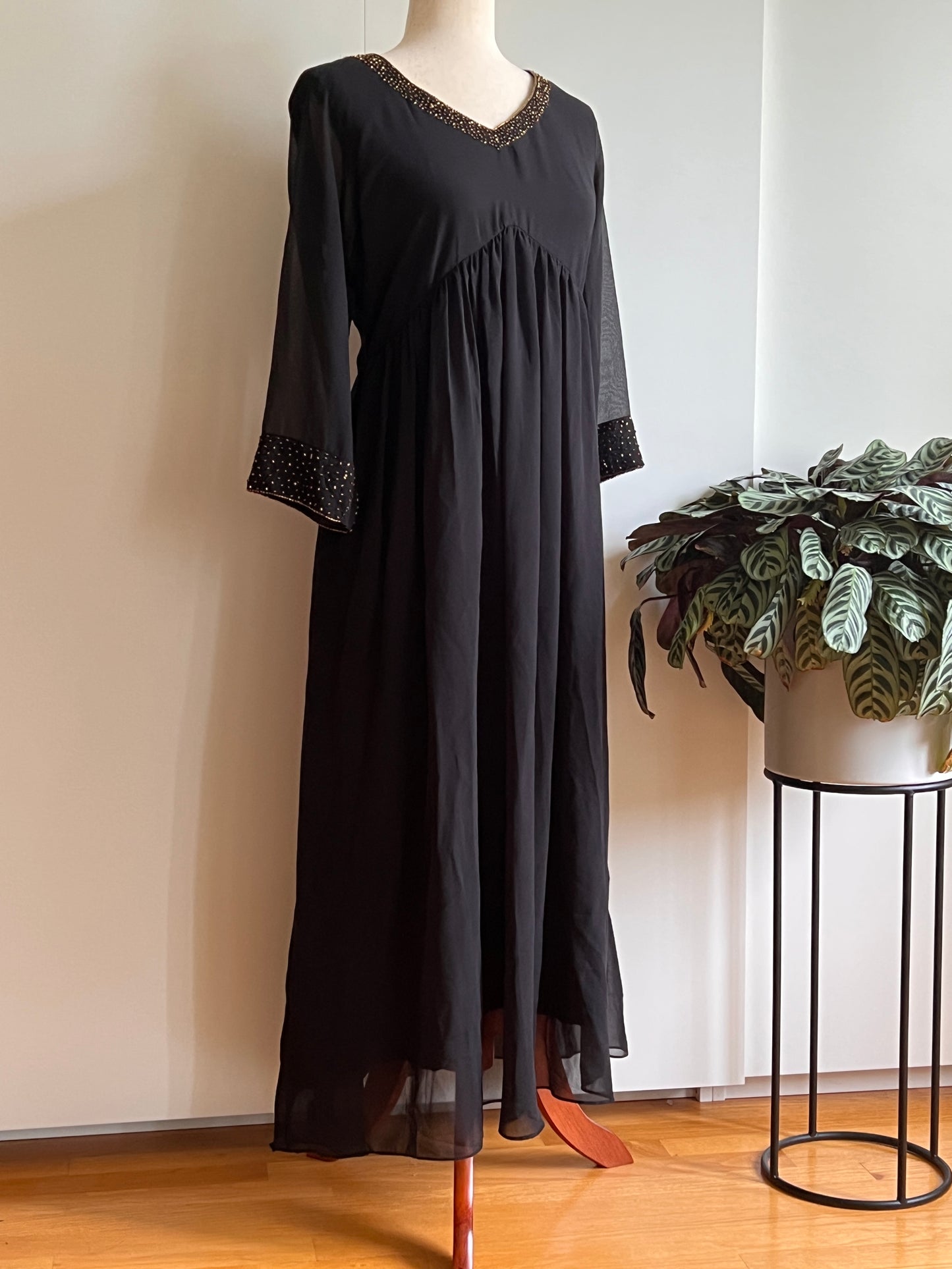 Black Faux Georgette Aline Kurti with Sequin work
