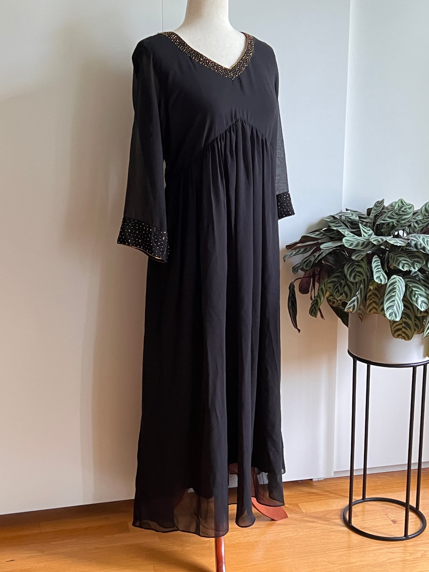 Black Faux Georgette Aline Kurti with Sequin work