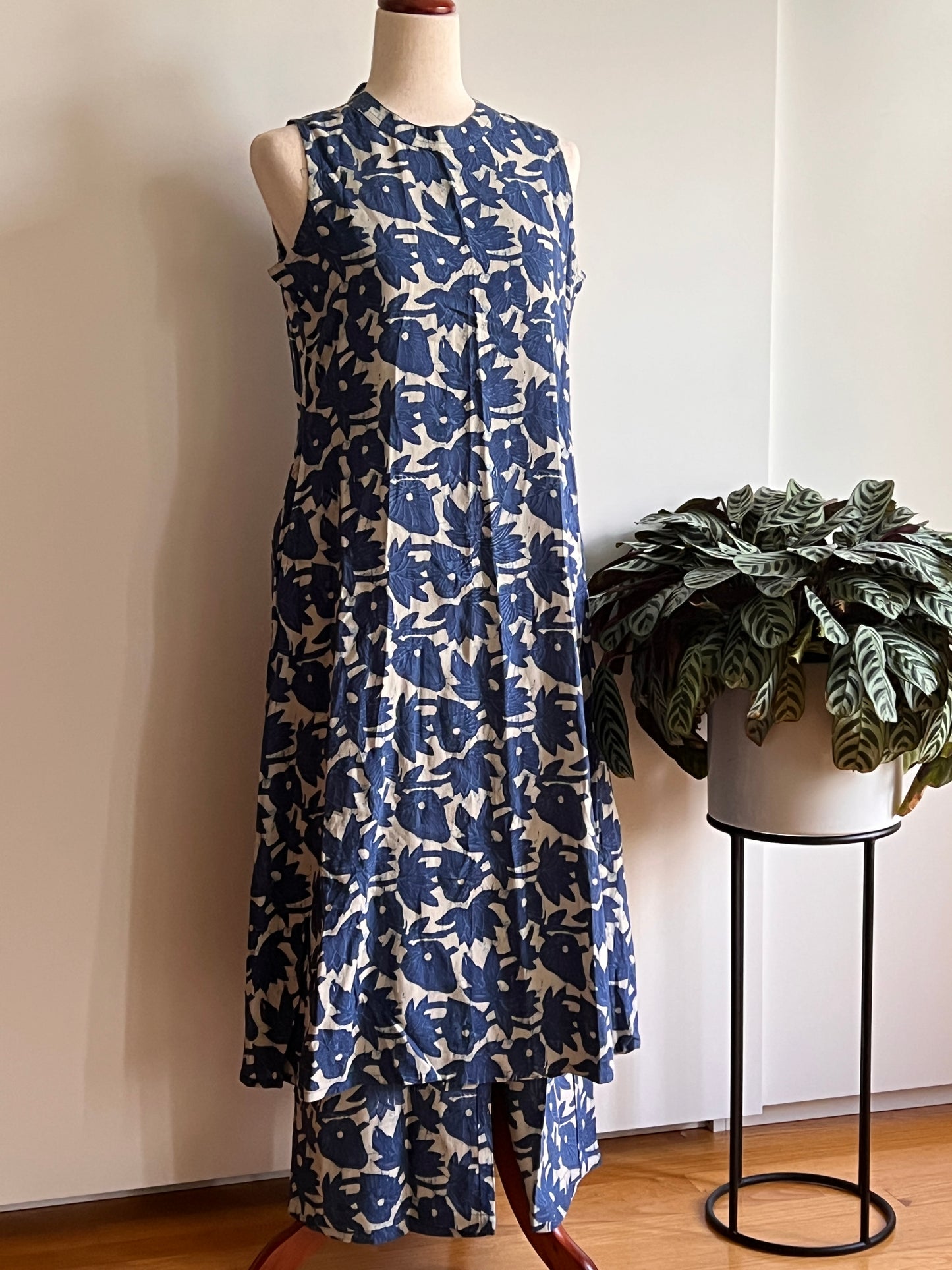 Blue Printed Two-piece Co-ord Kurta set | Size M