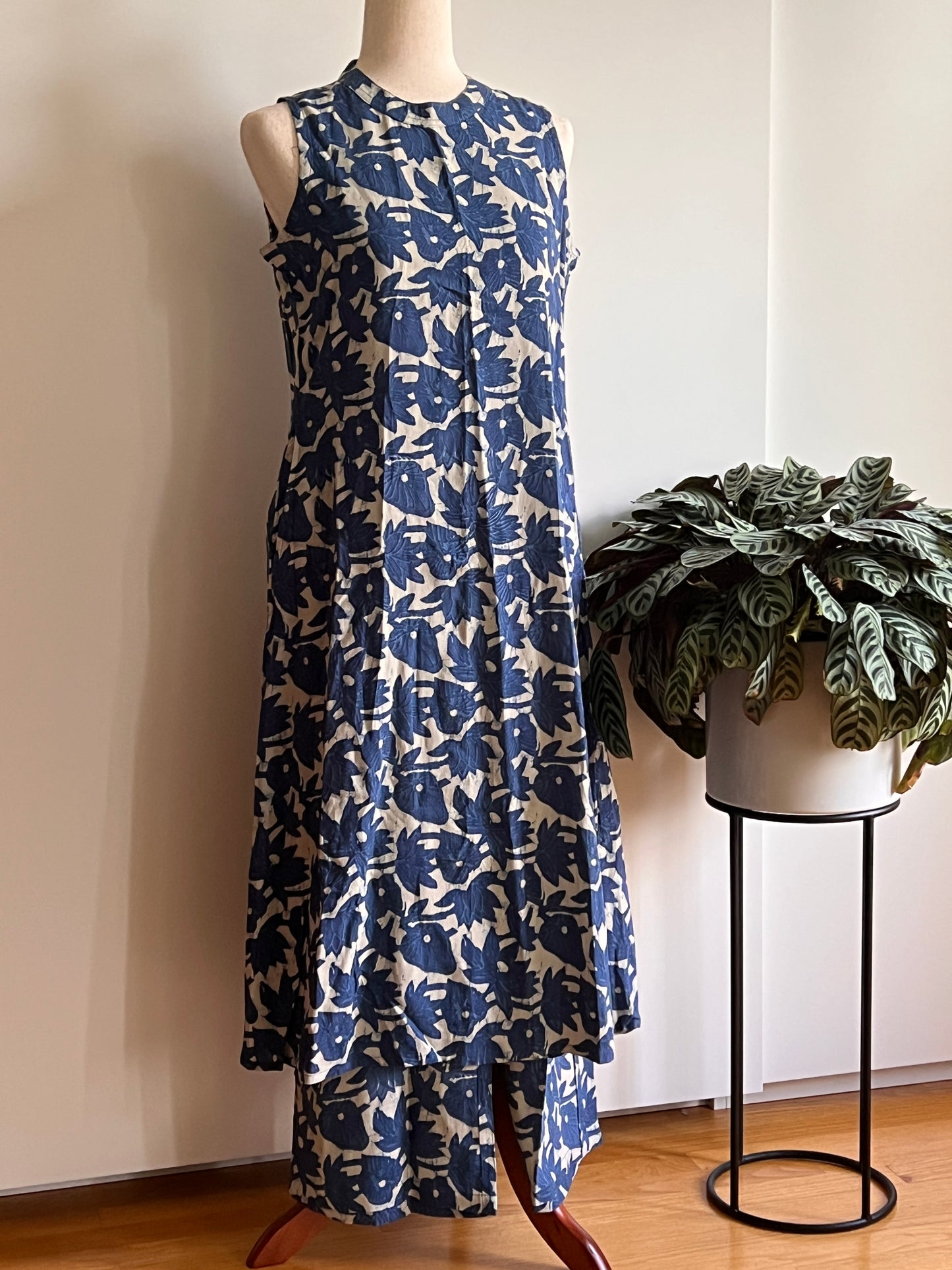 Blue Printed Two-piece Co-ord Kurta set | Size M