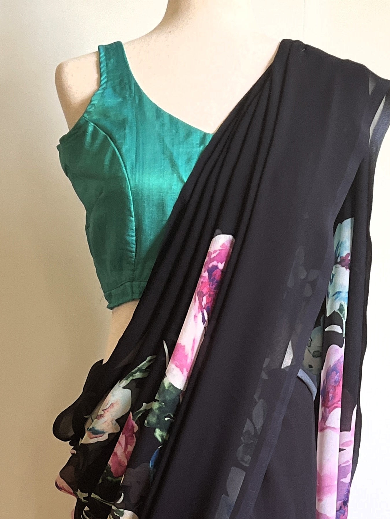 Black Floral Georgette Saree